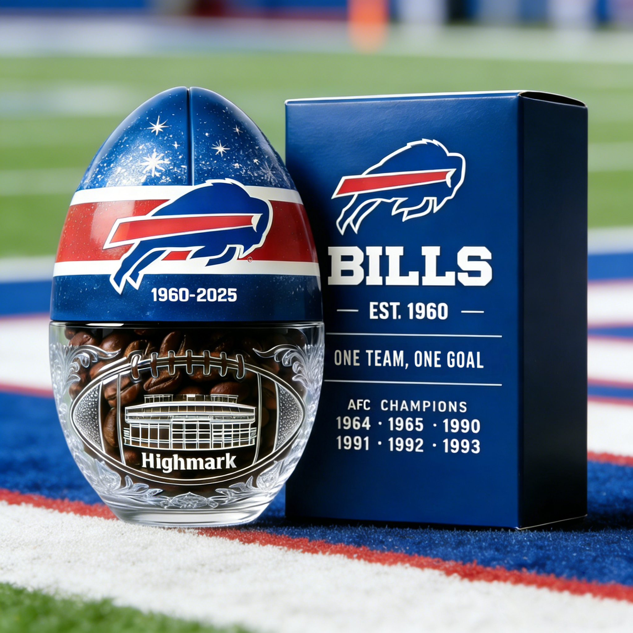 Bills 65th Anniversary Football Coffee Bean Collector Jar