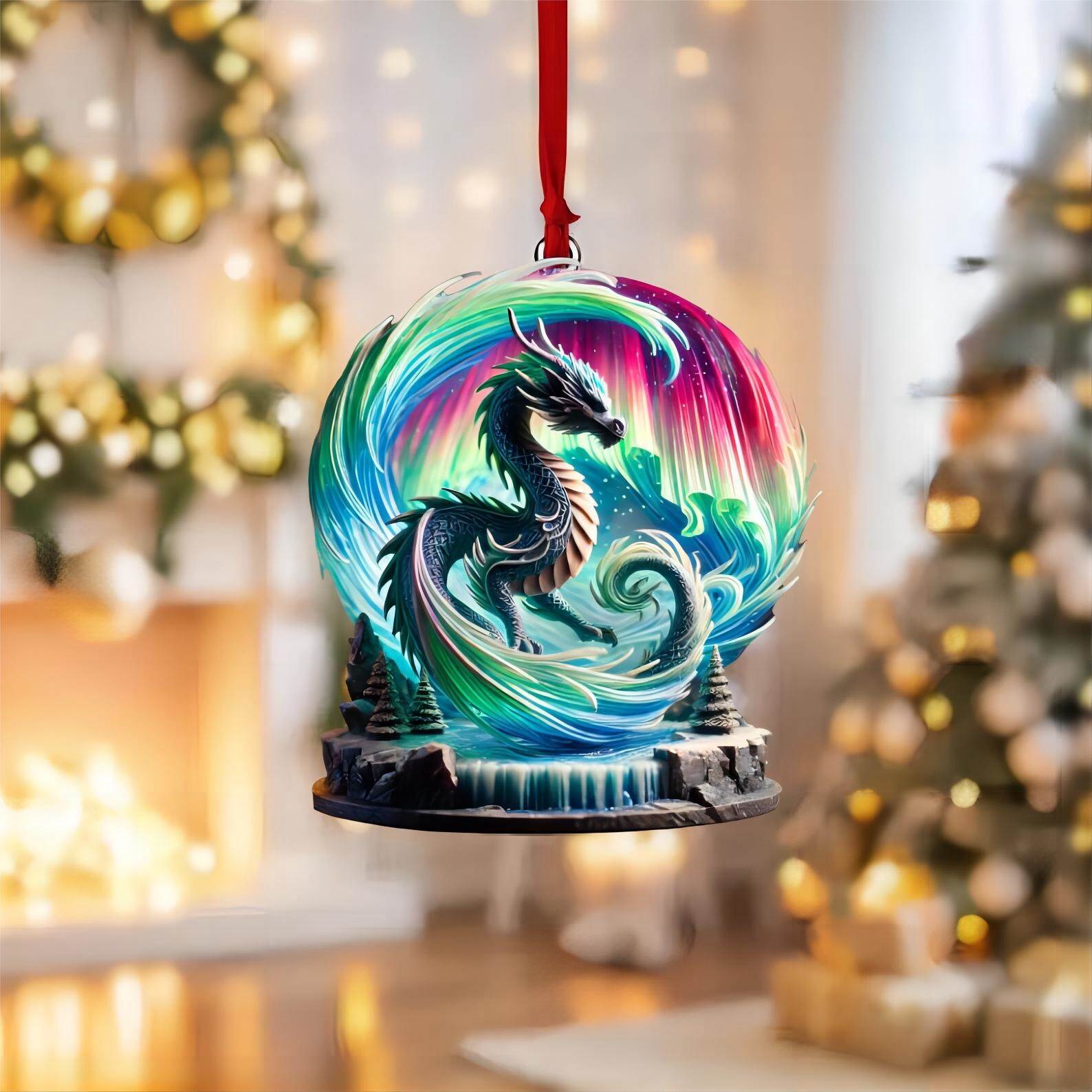 Mystic Aurora Dragon Ornaments
