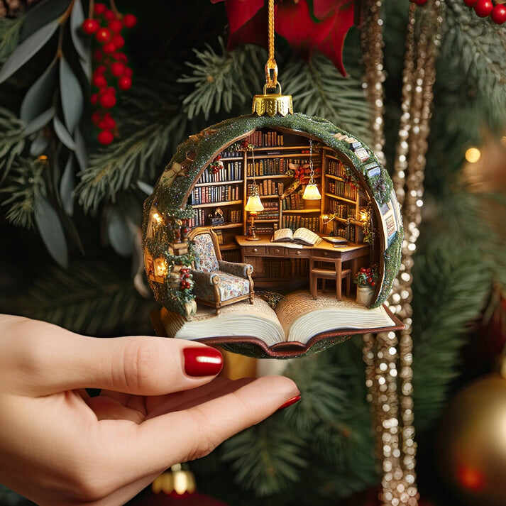 Cozy Book Nook Retreat Ornament