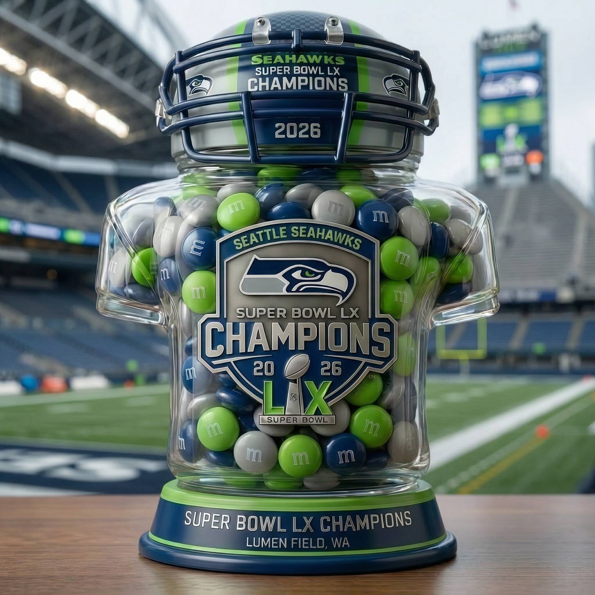 Seattle Seahawks – Super Bowl LX Champions Helmet Candy Jar (2026)