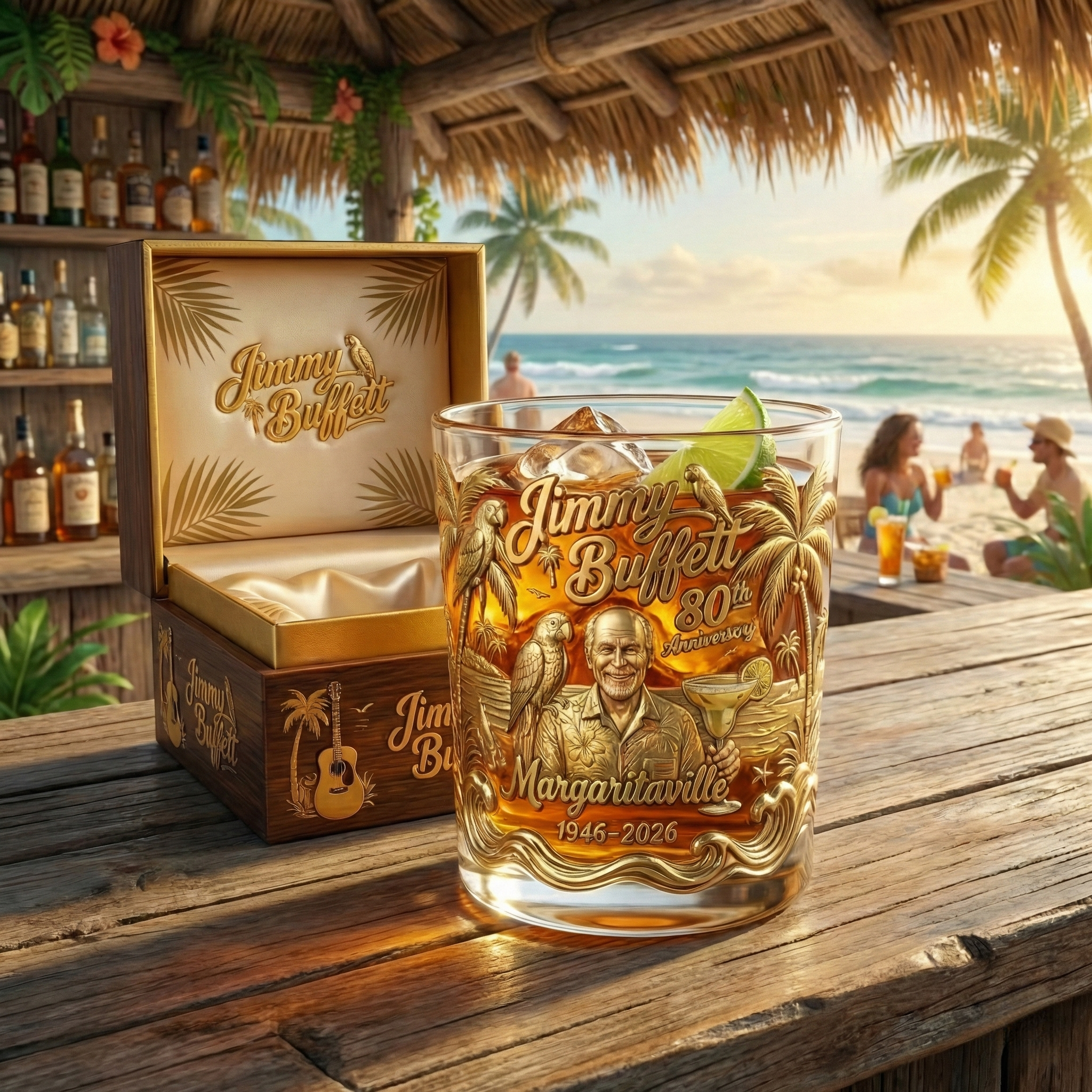 Jimmy Buffett 80th Anniversary Commemorative Whiskey Glass