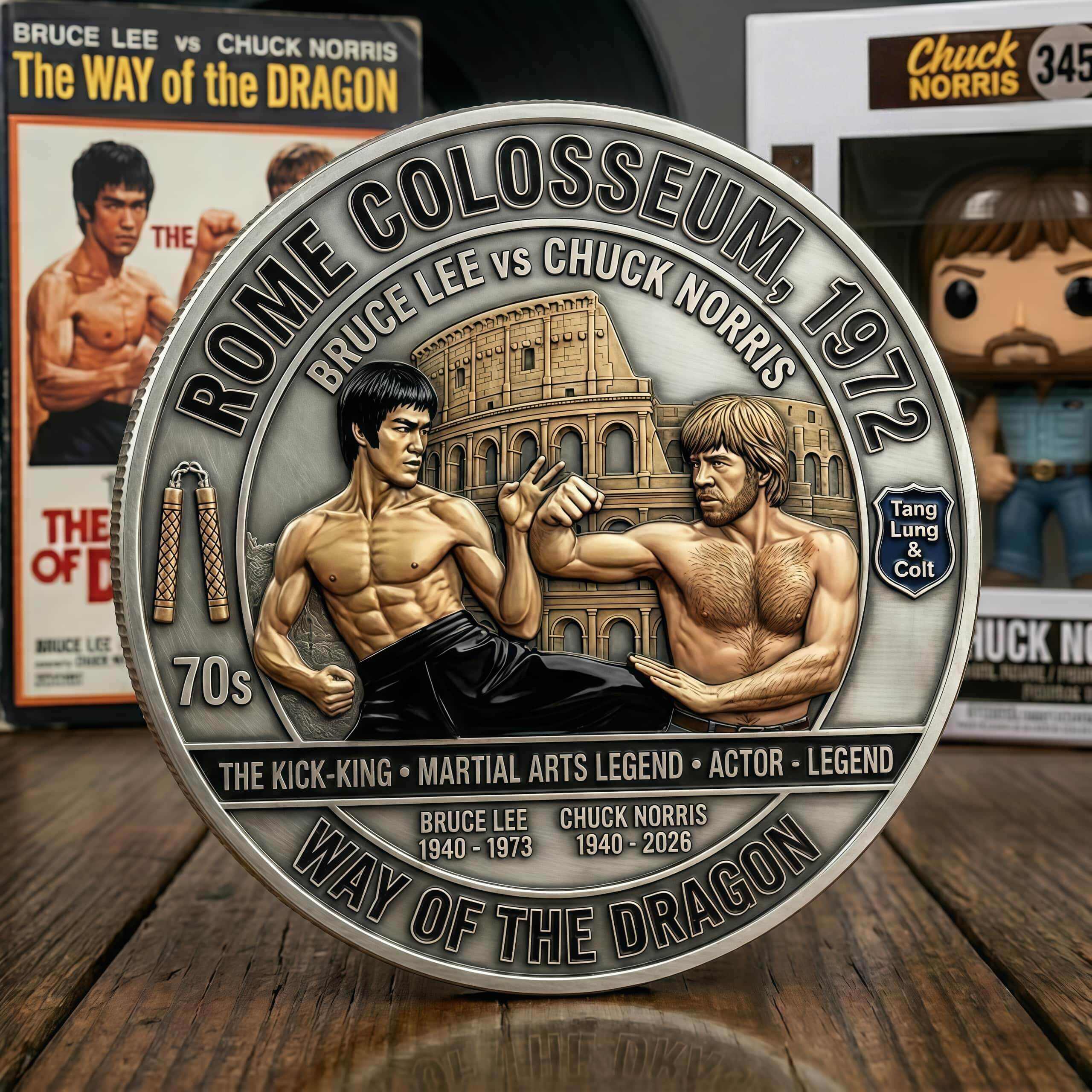 Bruce Lee VS Chuck Norris Classic Colosseum Duel Commemorative Coin