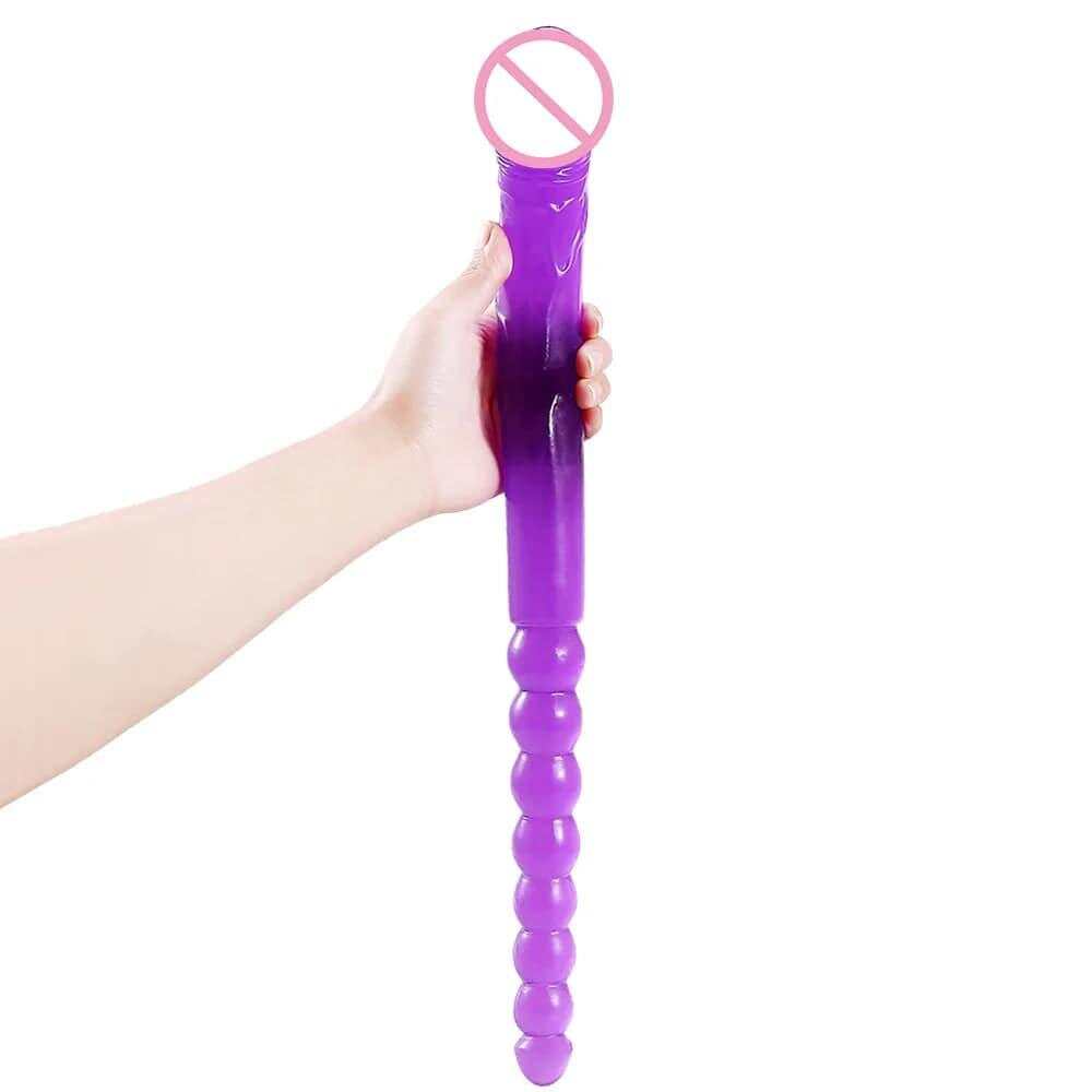 370mm Extra Long Soft Double Head Dildo Toy For Adult Flexible  Jelly Vagina Anal Women Gay Lesbian Ended Dong Penis Artificial