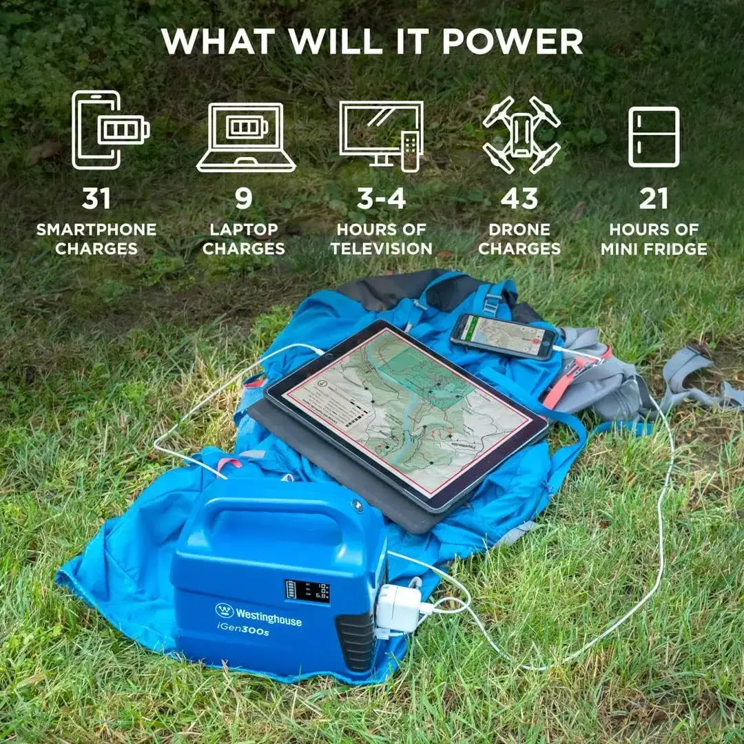 Westinghouse 155Wh 150 Peak Watt Portable Power Station and Solar Generator, Pure Sine Wave AC Outlet, Backup Lithium Battery for Camping, Home, Travel, Indoor/Outdoor Use (Solar Panel Not Included)
