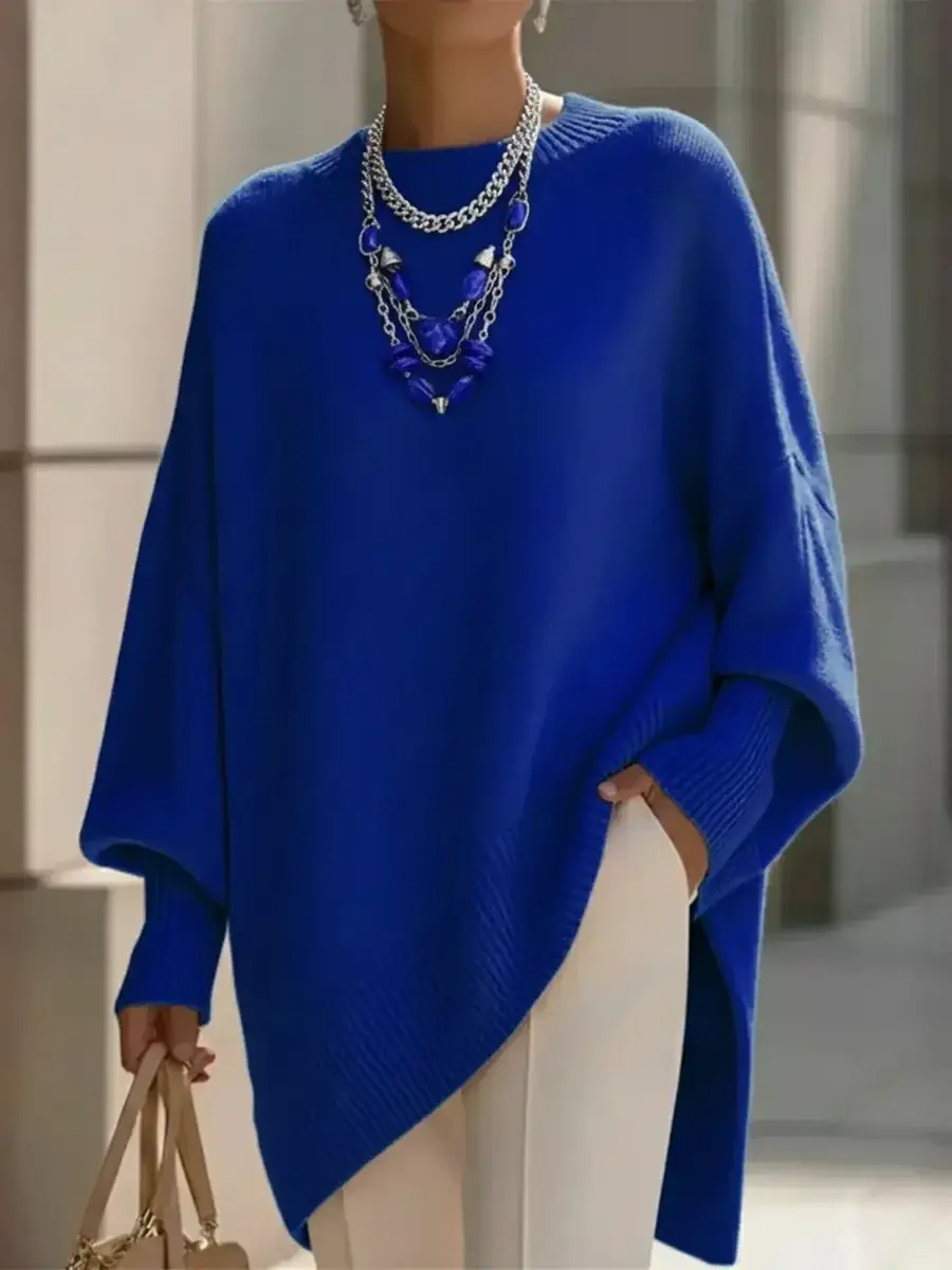 🔥Summer Arrivals🌟Women's Cozy Loose Asymmetrical Hem Sweater