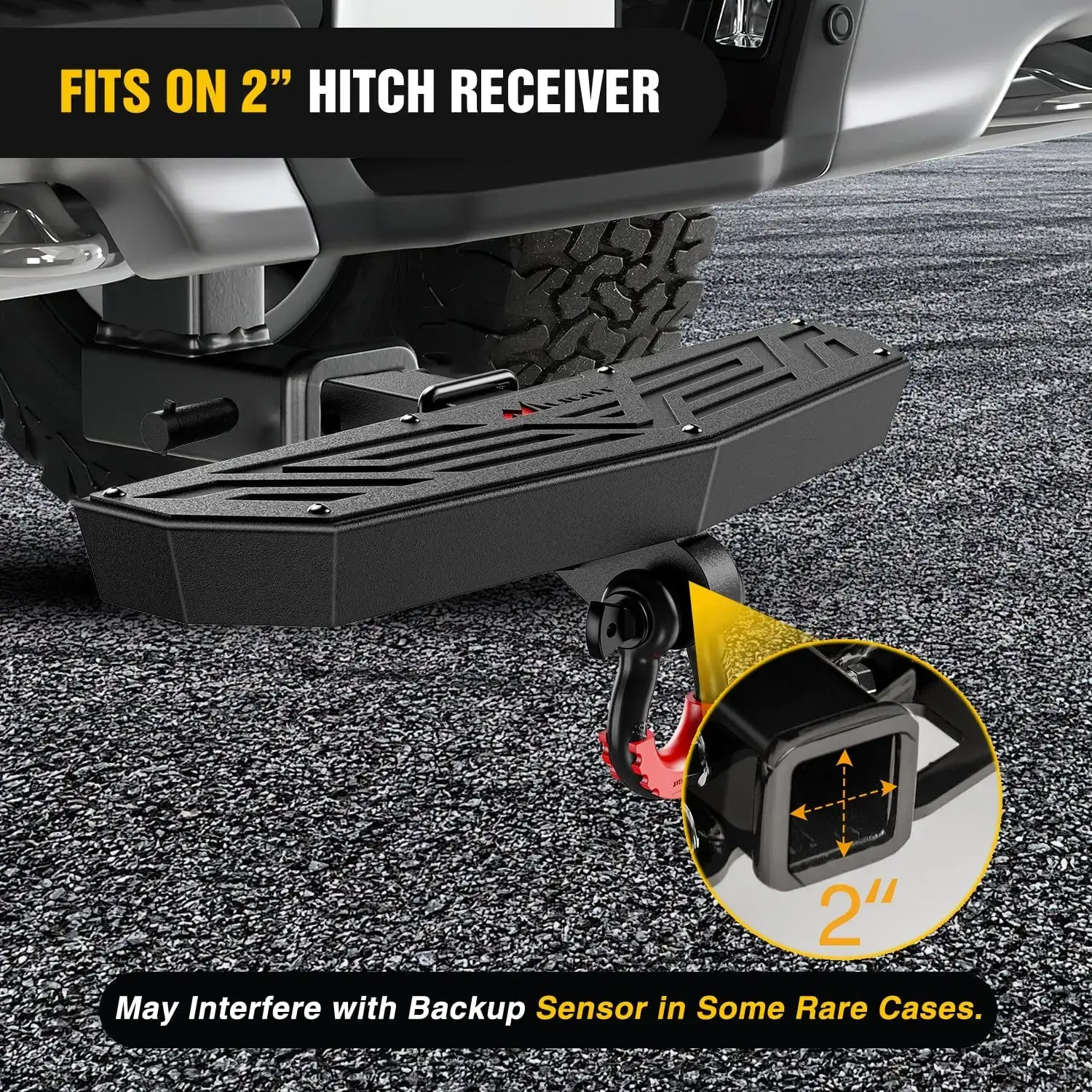 Hitch Step 2 Inch Receiver Universal Trailer Hitch Step Armor with Anti-Theft D-Ring Shackle Hitch Lock Stabilizer Anti-Slip Design Rear Bumper Guard for Pickups Trucks Vans SUVs ATVs Vehicle Accessories, Truck Accessories, Universal Automotive Ac