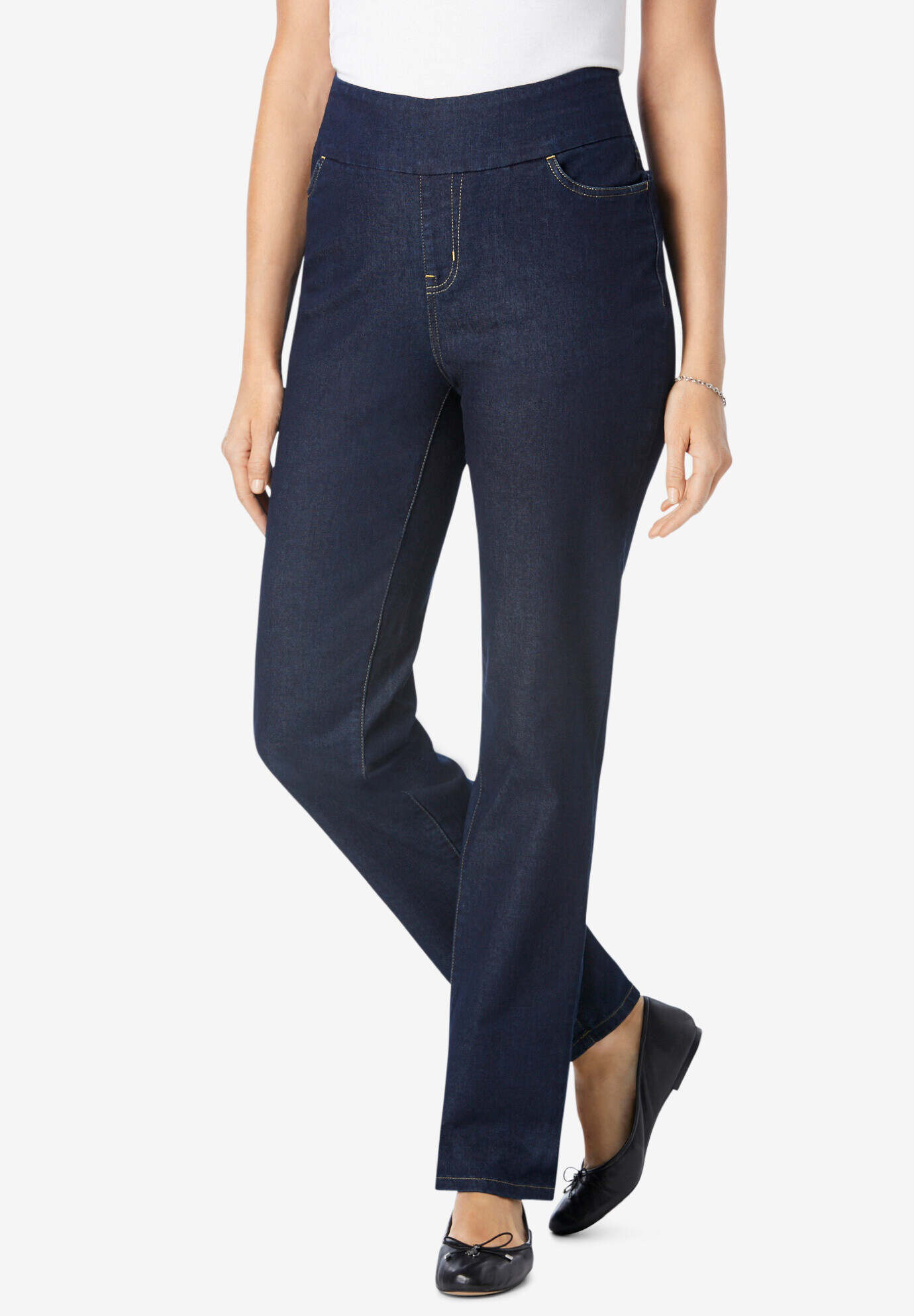 Flex-Fit Pull-On Straight-Leg Jean