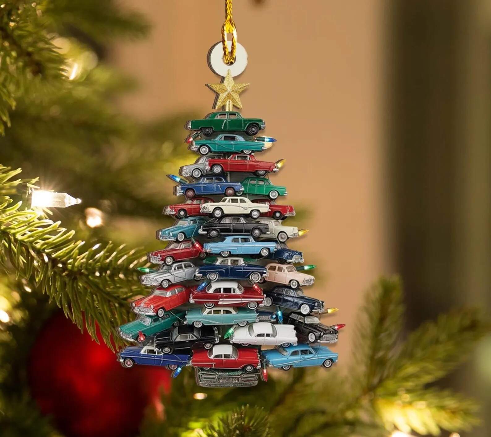 Stacked Classic Car Christmas Tree Ornament