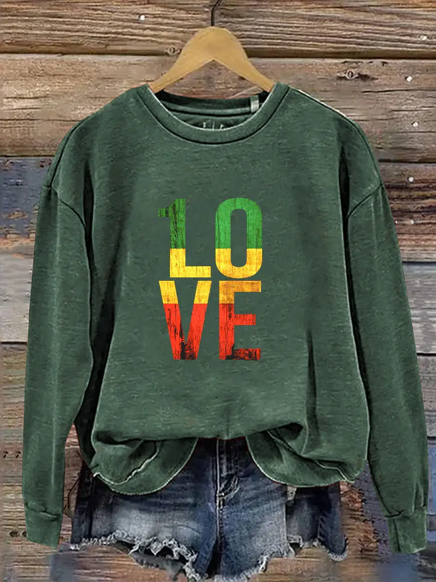 One Love Retro Reggae  Casual  Sweatshirt
