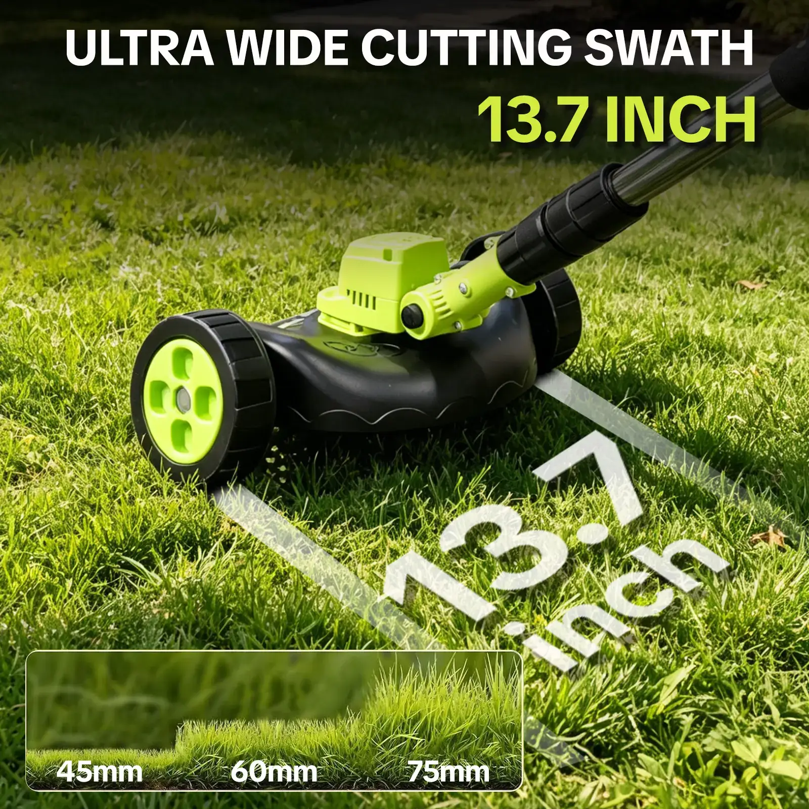 Cordless Lawn Mower, Garden Tool (Mower, Trimmer, Edger) with 2×21V Batteries, Lightweight for Small to Medium Backyards