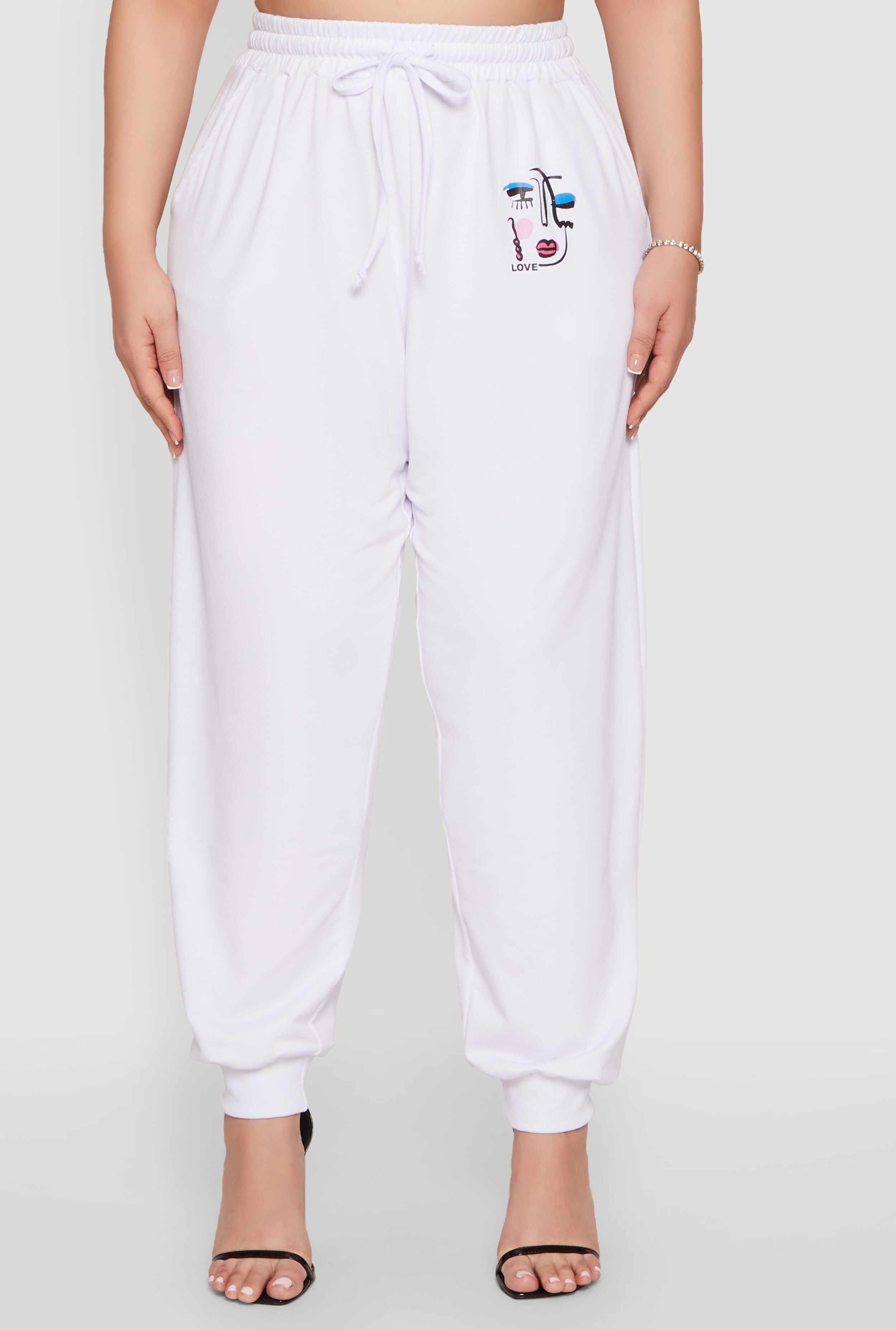 Plus Size Abstract Love Graphic Joggers