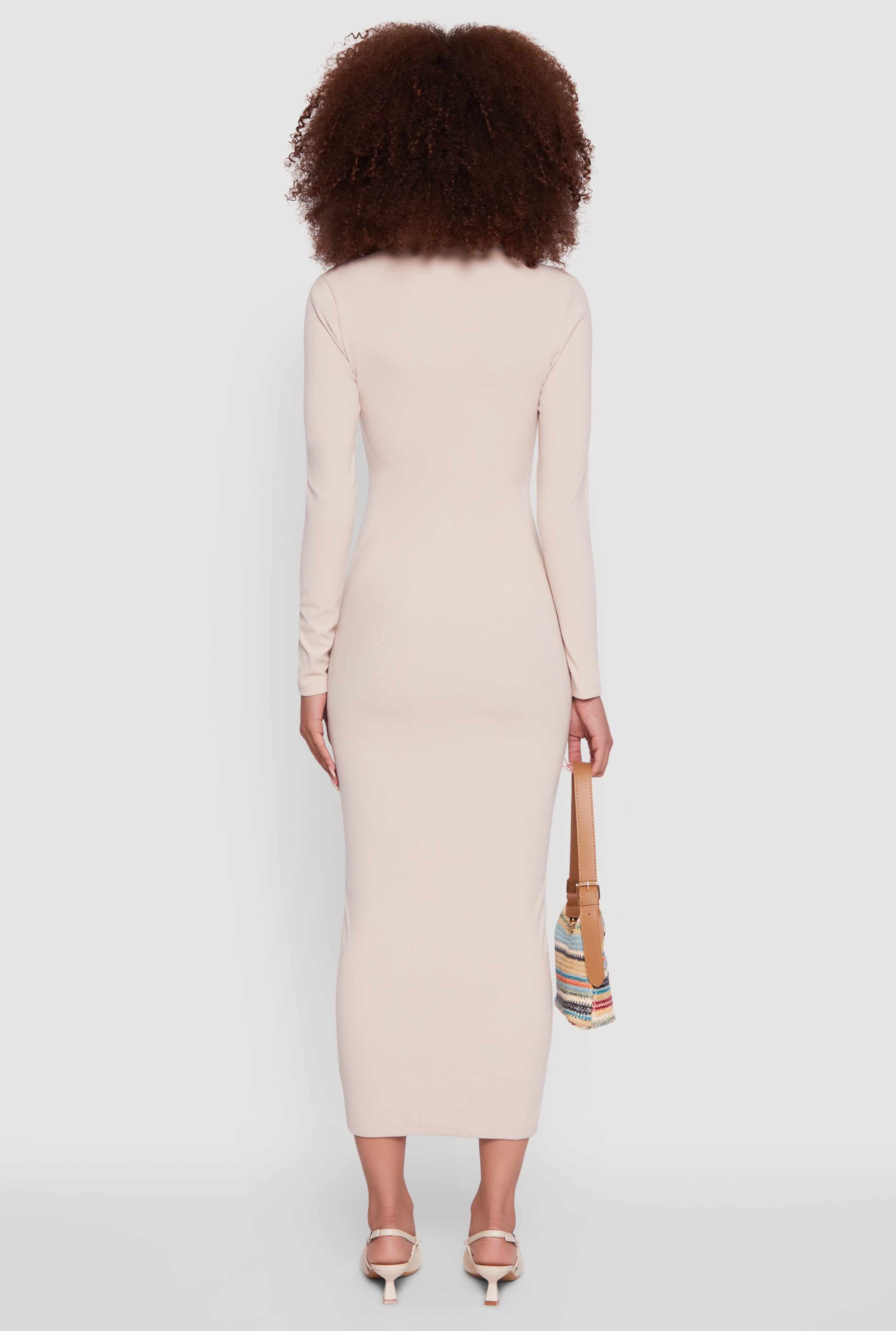 Collared Double Zip Front Midi Dress