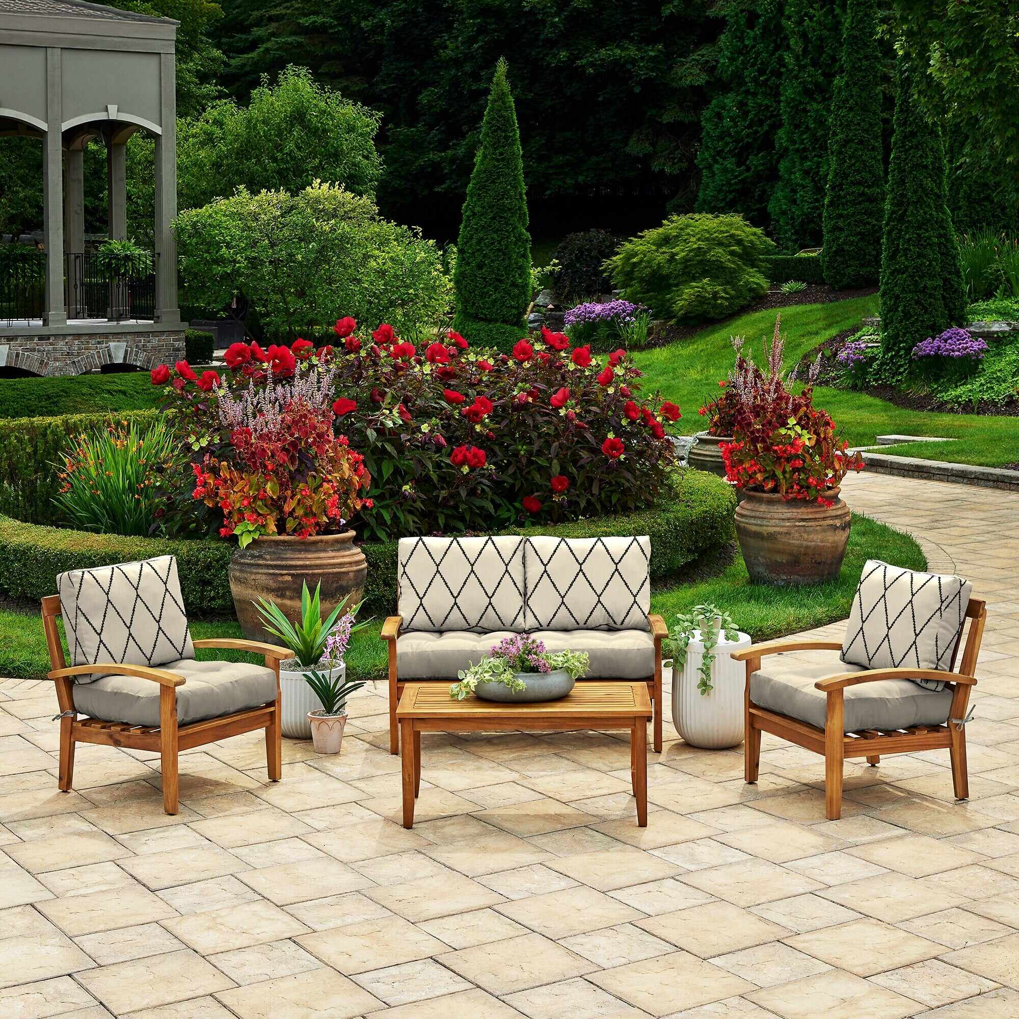 ARDEN Outdoor Plush Modern Tufted Blowfill Deep Seat Set, 24 x 24