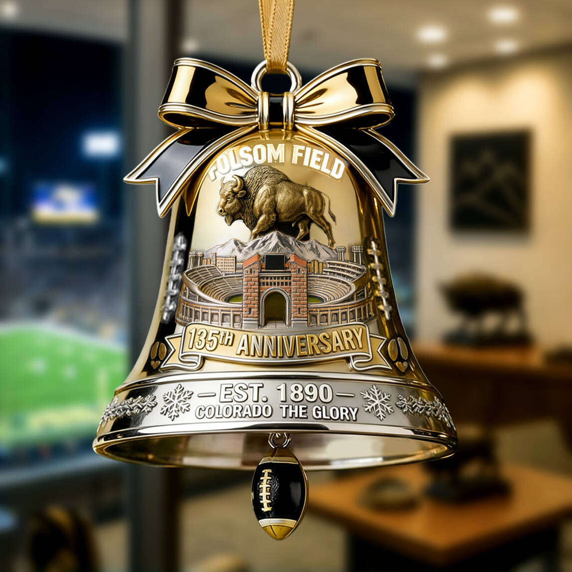GU Folsom Field 135th Anniversary Bell Ornament