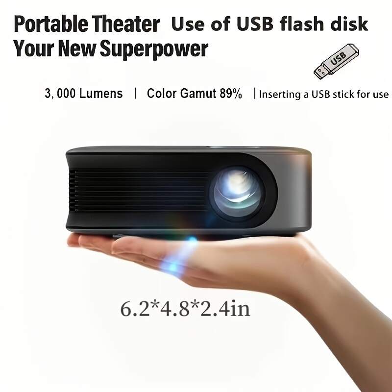 1pc Big Screen Watching Ball Games Mini Projector 2022 ,1080P Supported, Outdoor Projector Home Theater For Office Home Black