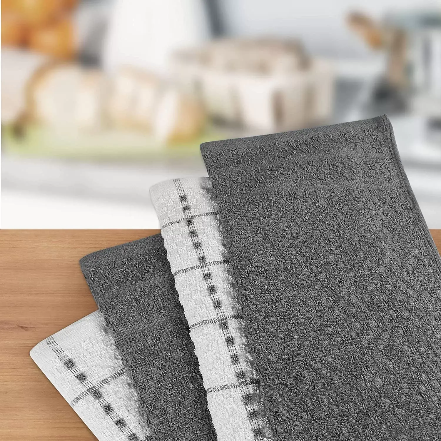 Kitchen Towels 12 Pack, 15 x 25 Inches, 100% Ring Spun Cotton Super Soft and Absorbent Linen Dish Towels, Tea Towels and Bar Towels Set (Black)