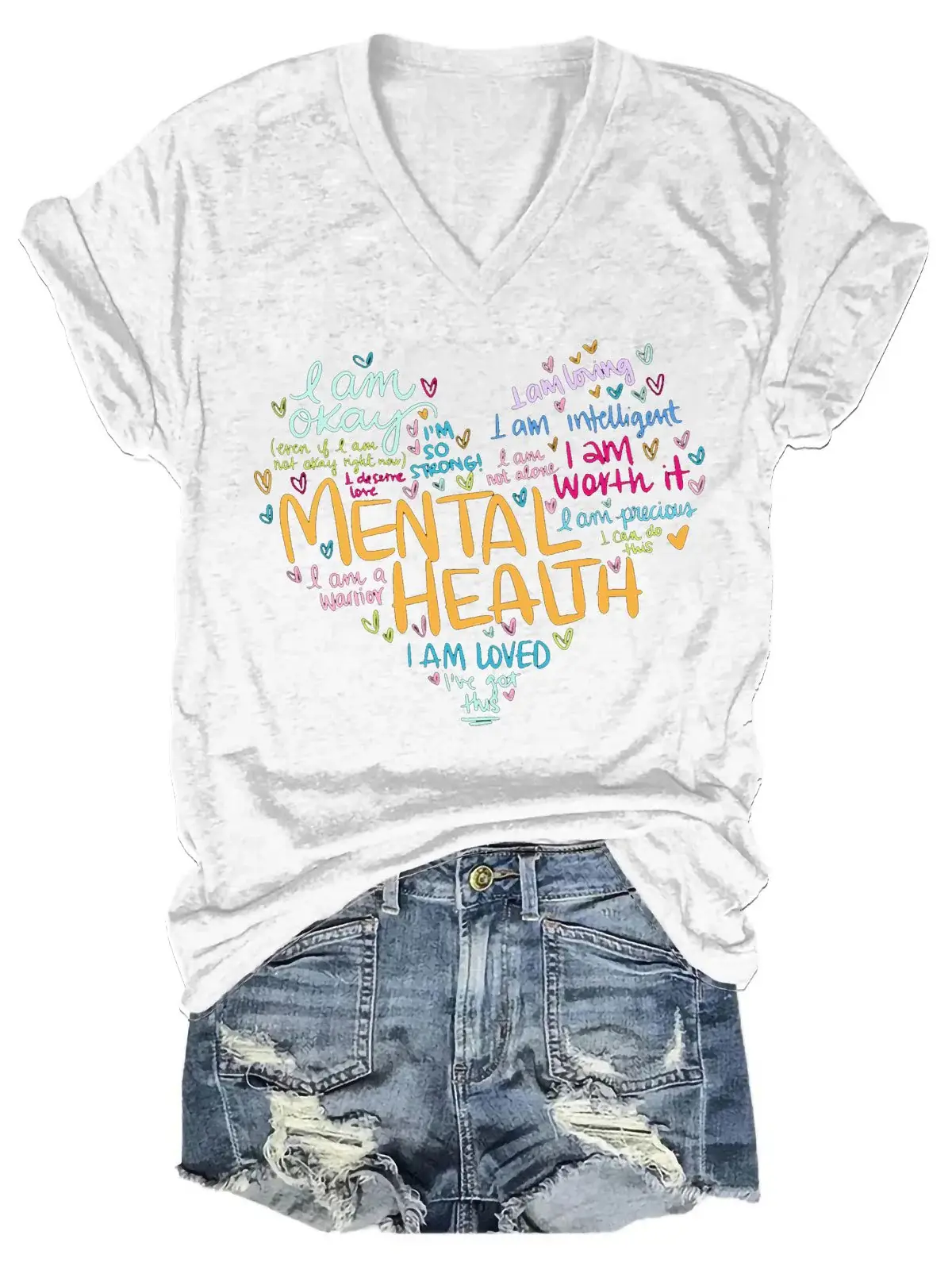 Women's Mental Health Print Casual  T-shirt