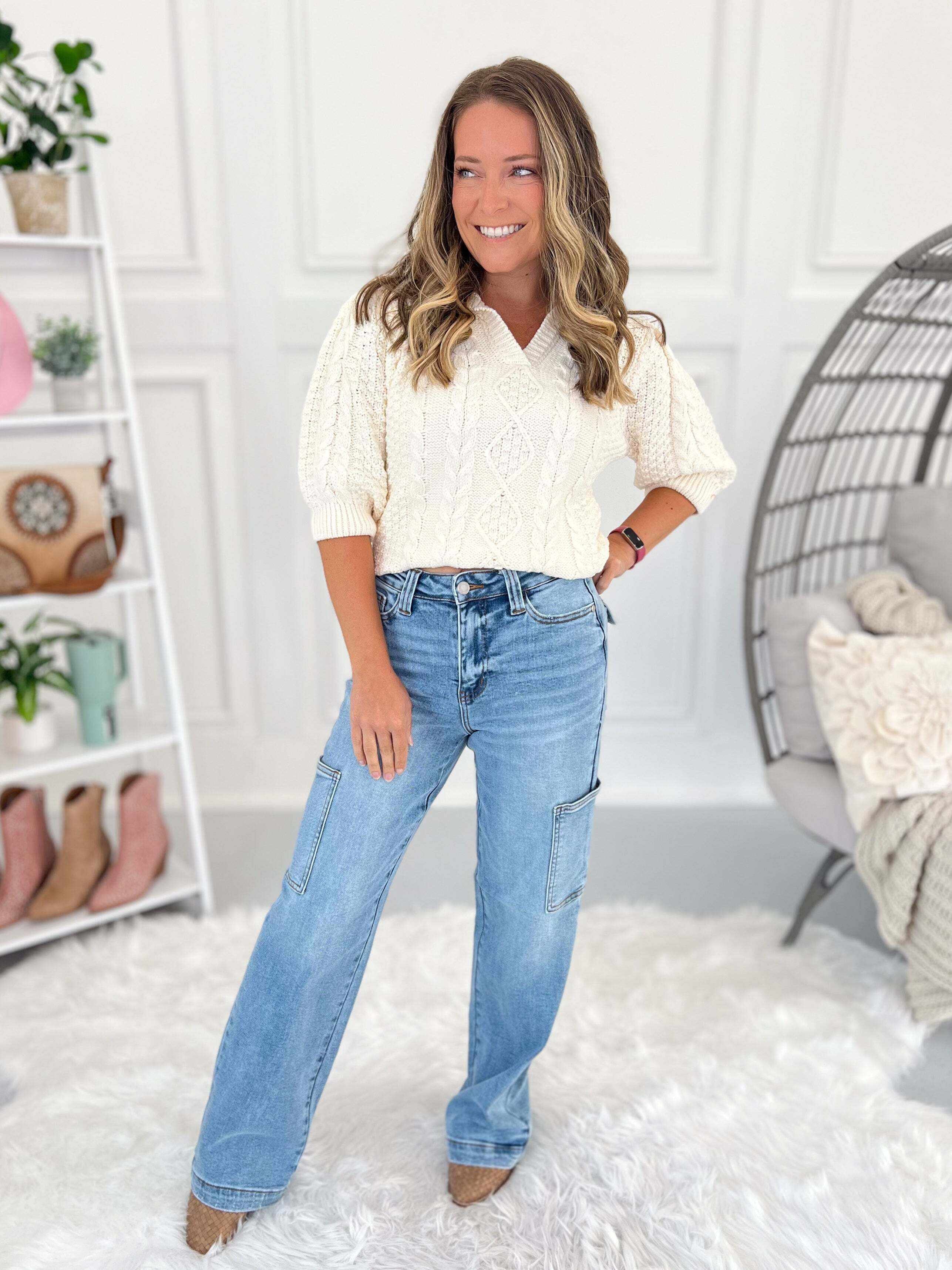 Christmas - Cargo Wide Leg Jeans- Final Sale