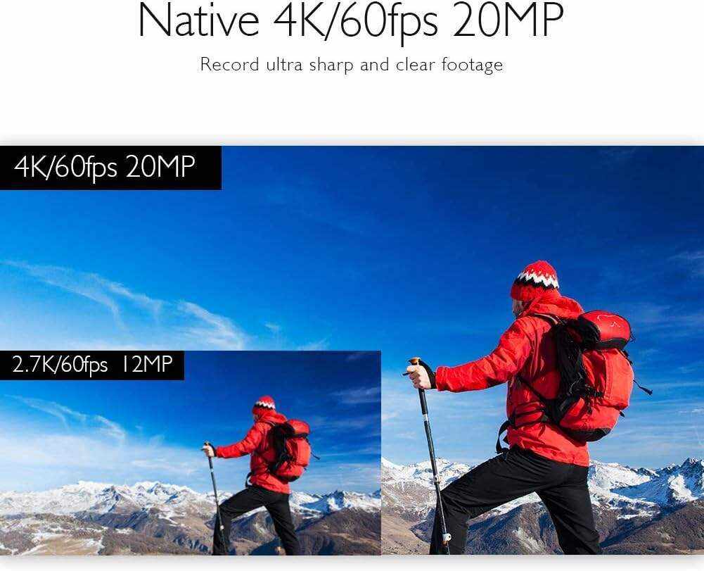 AKASO V50 Elite 4K60fps Touch Screen WiFi Action Camera Voice Control EIS 131 feet Waterproof Camera 8X Zoom Remote Control Supports External Mic Sports Camera with Helmet Accessories Kit