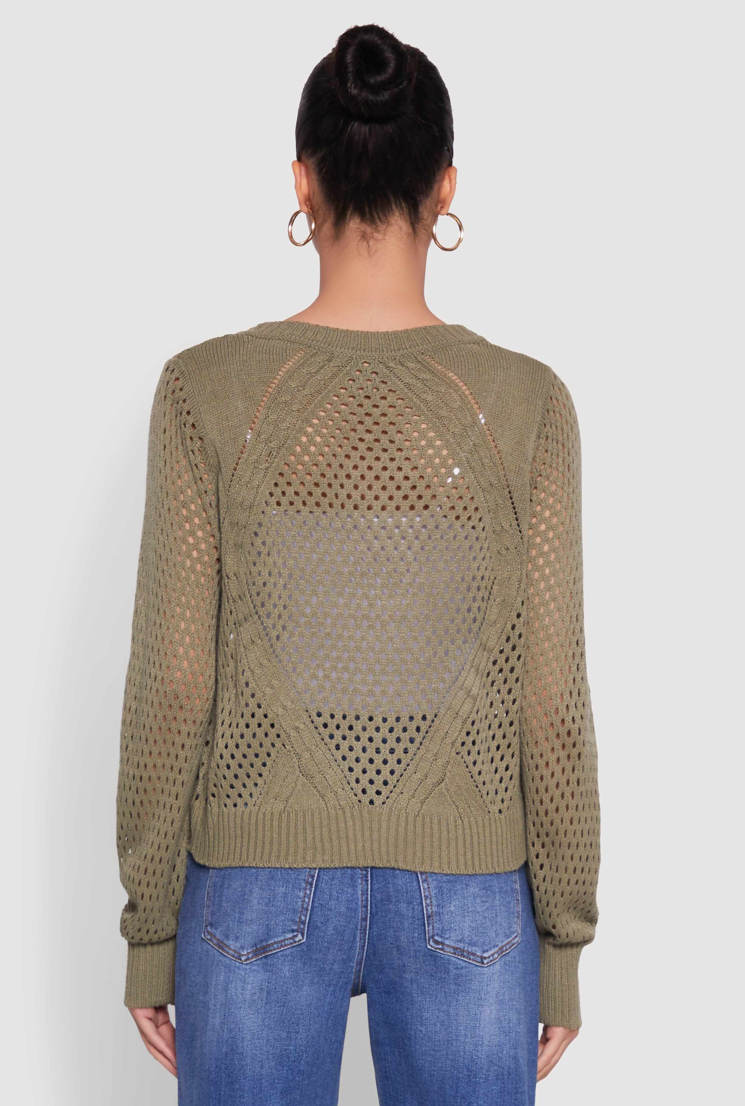 Chic Crochet Long Sleeve Button Front Cardigan