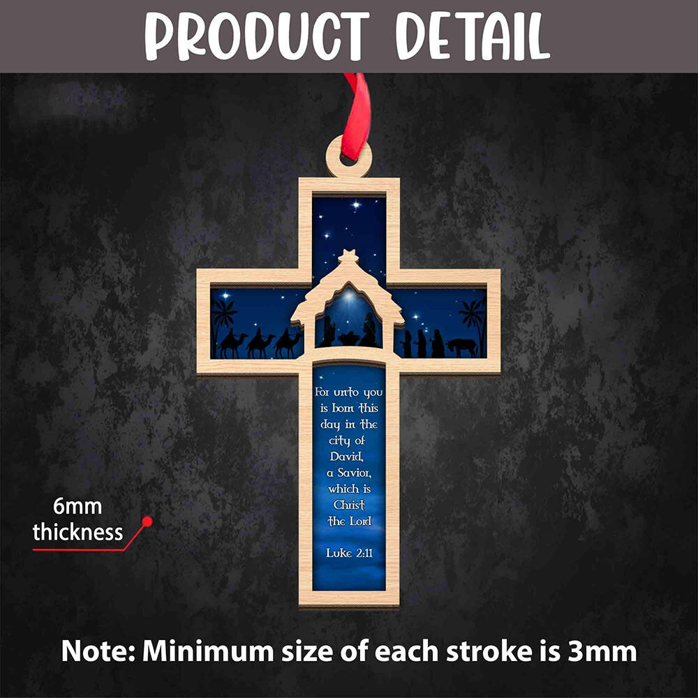 Nativity Cross Scripture Christmas Ornament