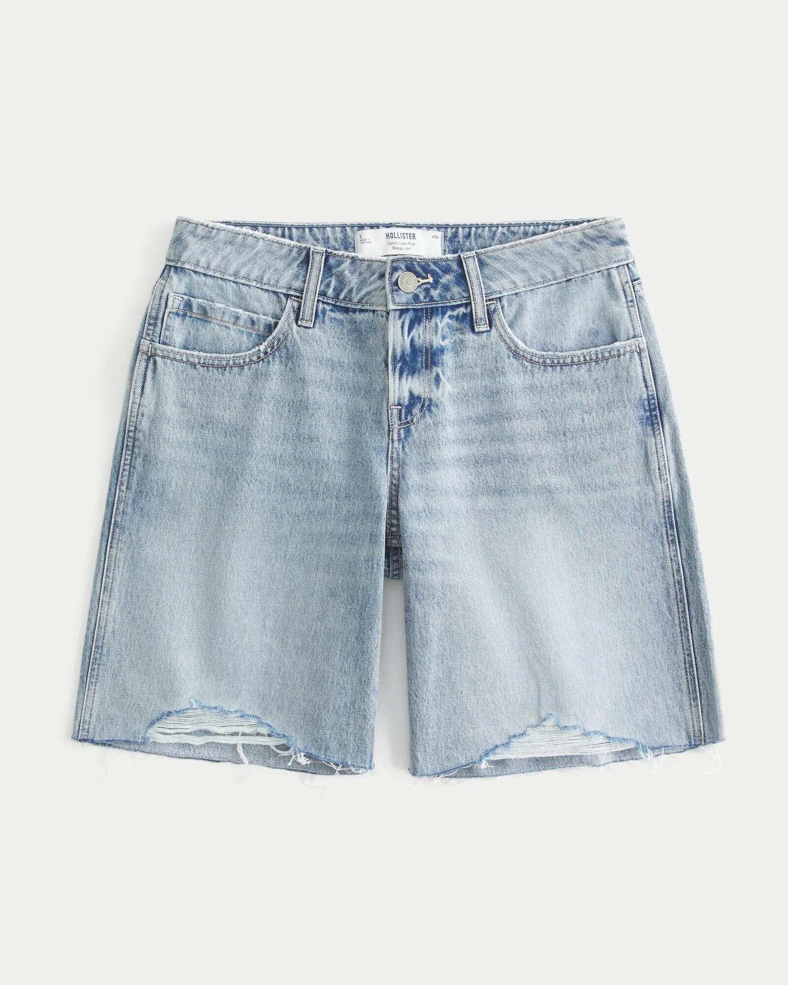 Curvy Low-Rise Washed Black Baggy Jort