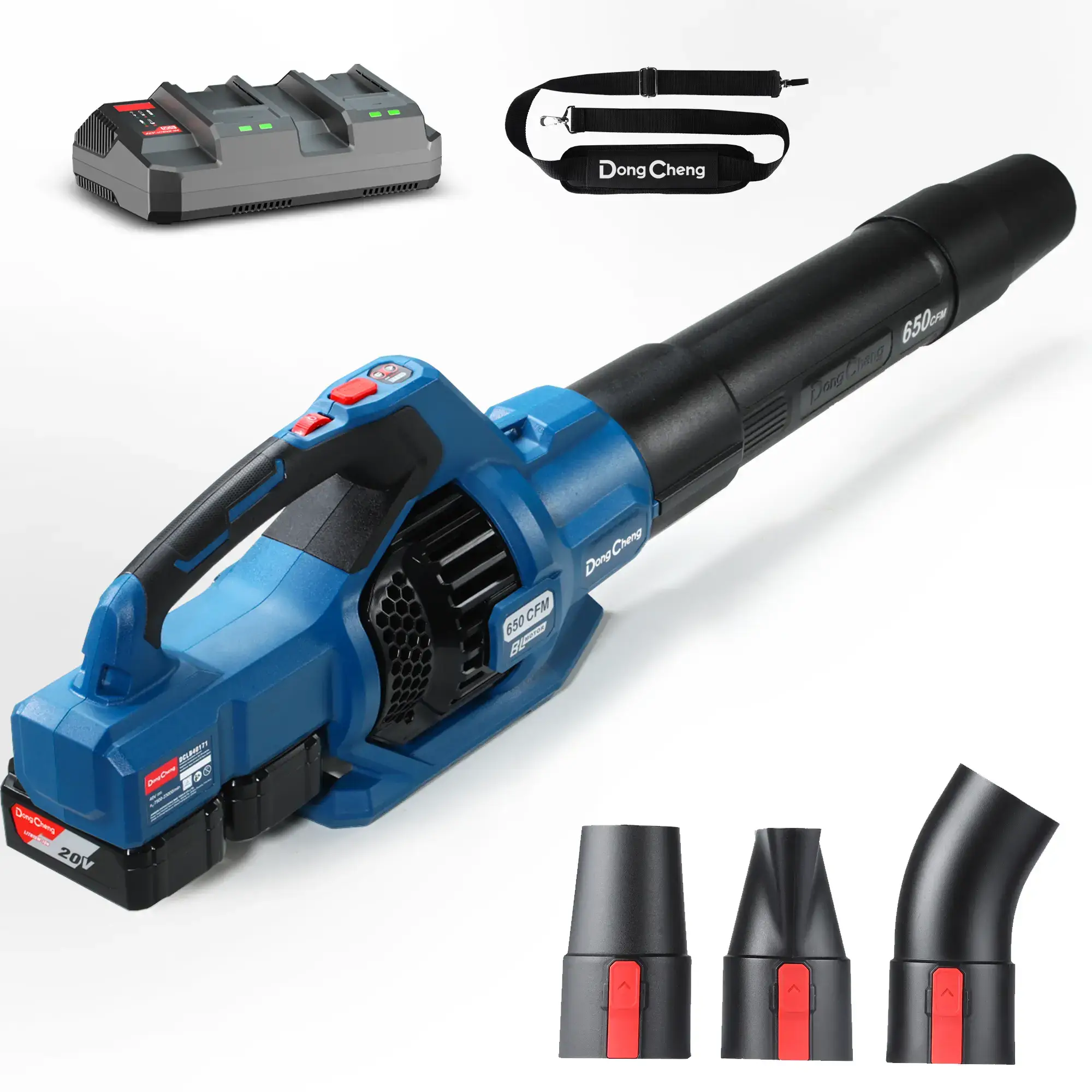 【5-year warranty】DongCheng 650 CFM Cordless Leaf Blower, 40V Battery Powered Blower with 2 * 4.0Ah Batteries & Charger, High-Efficiency Brushless Motor for Sidewalks, Driveways, Town Care, Blowing Leaves and Snow Heavy Duty
