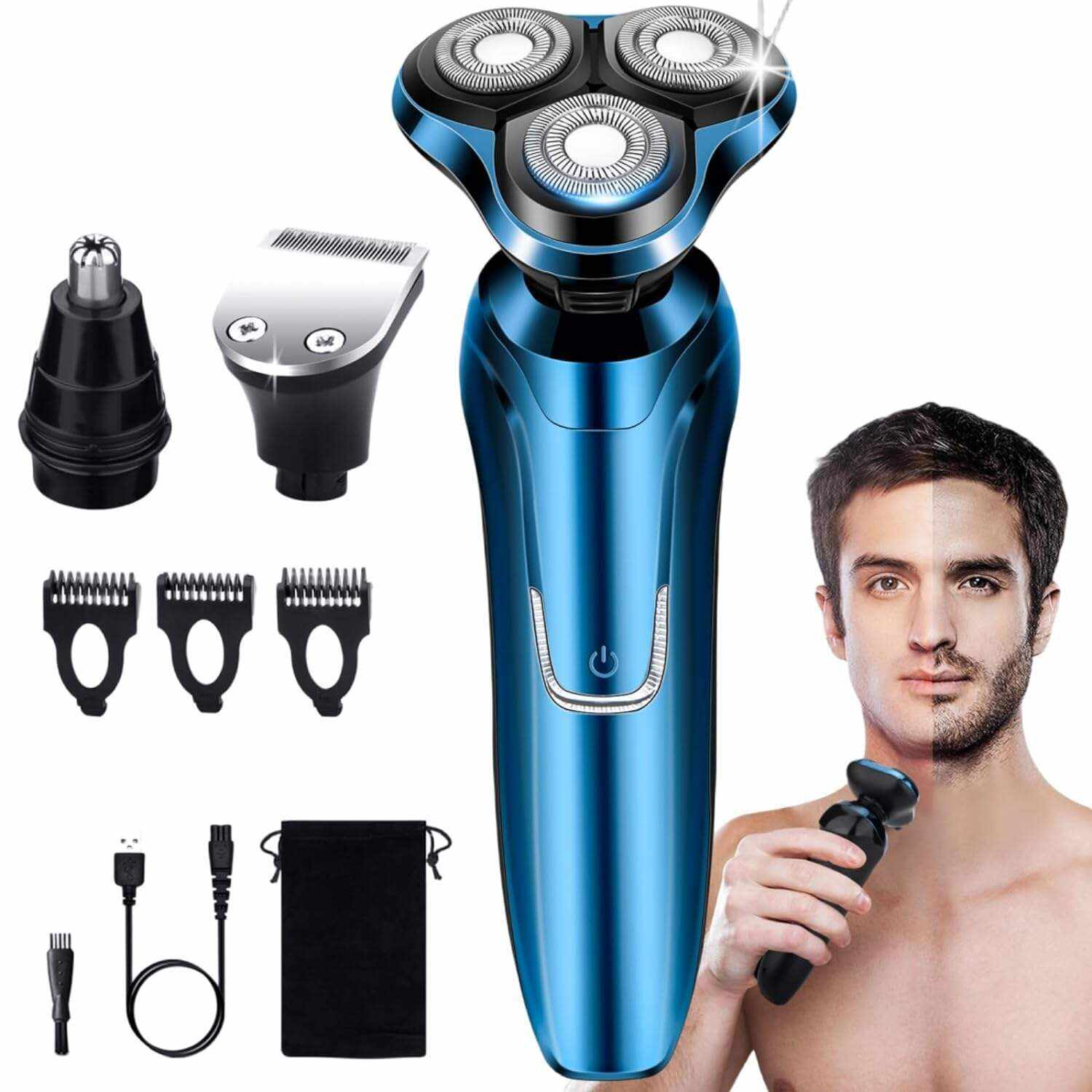 Electric Razor for Men, 2023 Men’s Electric Shavers Rotary LED Display/Waterproof/Rechargeable, Electric Shaver for Men Cordless Floating Head Replaceable Blades Portable Travel Razor Idea Gift