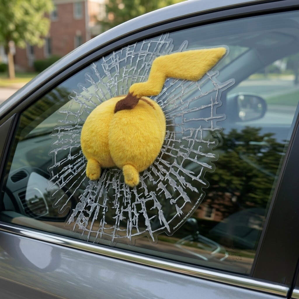 Pikachu Butt Crash Car Window Decal