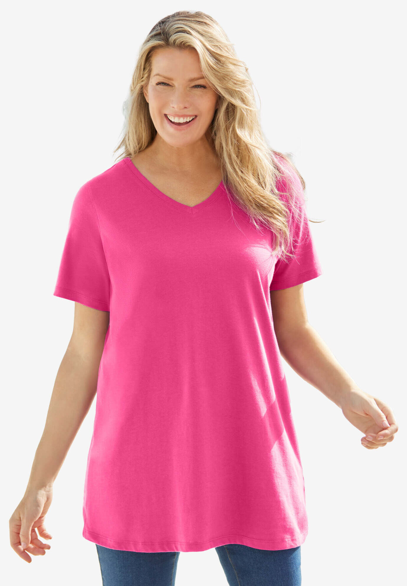 Perfect Short-Sleeve V-Neck Tunic