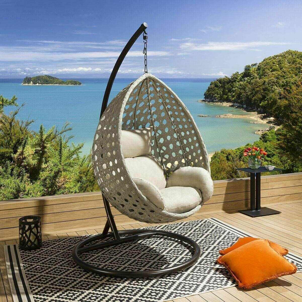 Luxury Extra Large Hanging Pod Chairs Grey Rope Table