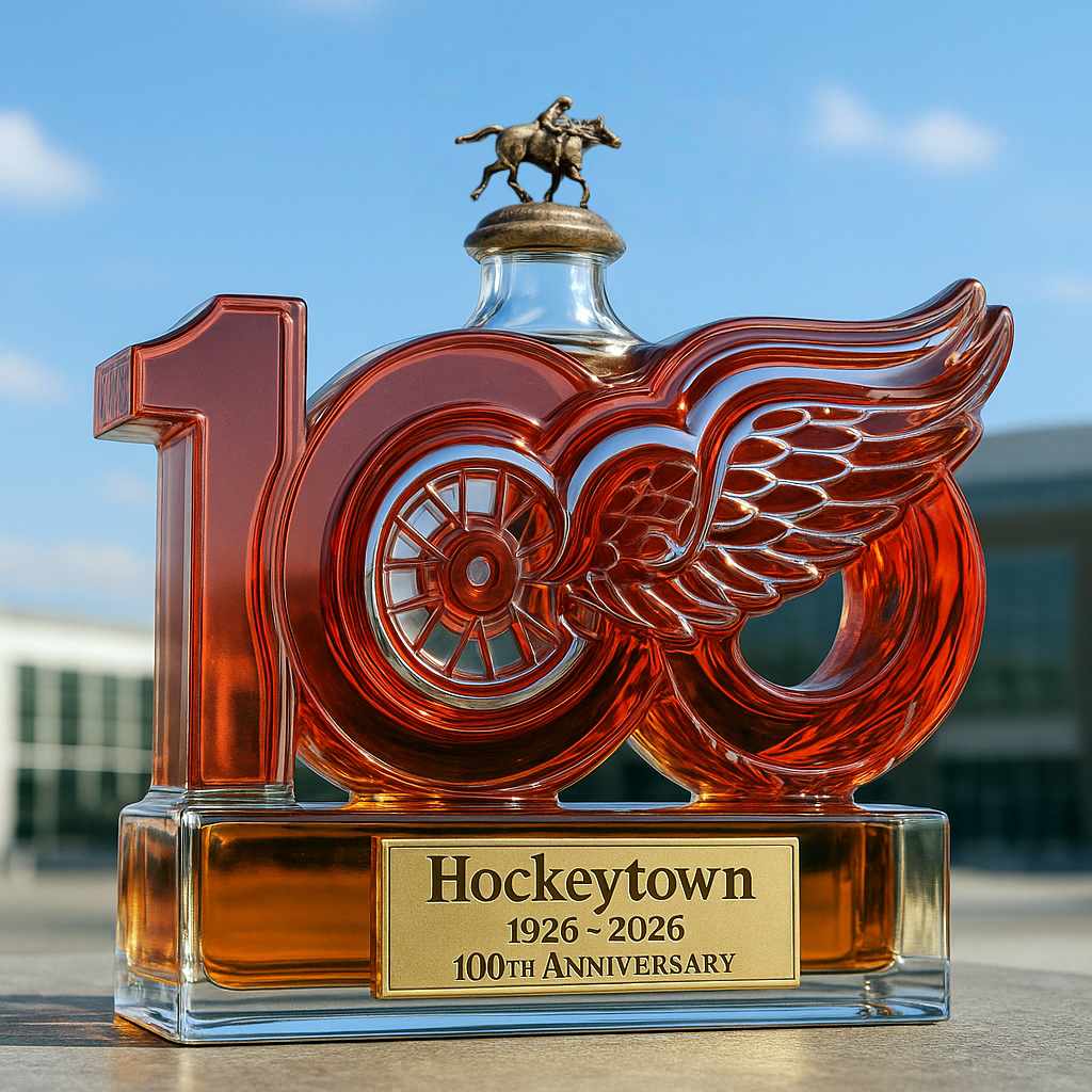 Detroit Red Wings 100th Anniversary Whiskey Bottle