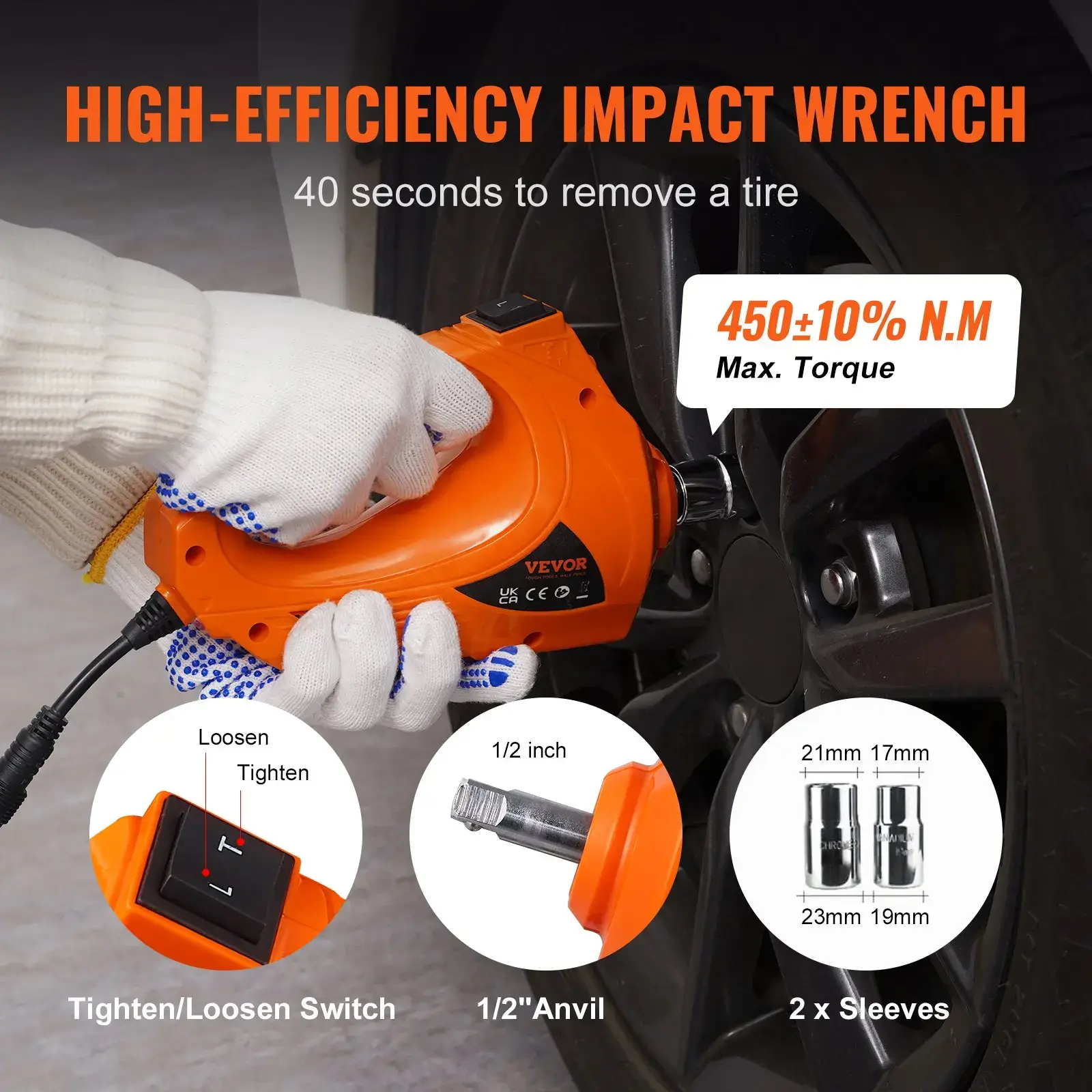 5 Ton Electric Hydraulic Car Jack Kit, Portable Auto Lift with Impact Wrench, Built-in Tire Inflator & LED Light, Tire Change Tool for Sedan SUV MPV Truck Garage & Roadside Repair