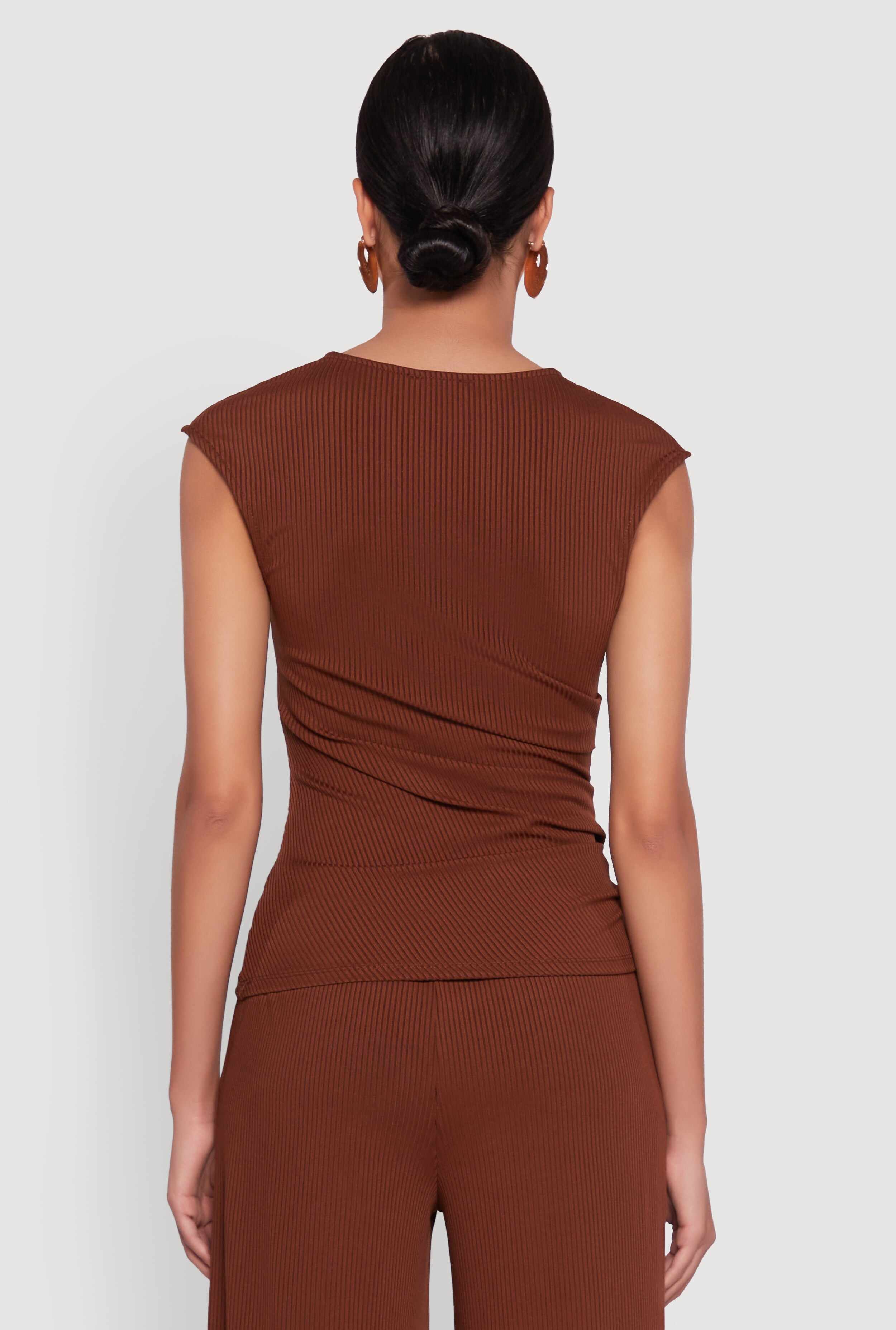 Ribbed Knit Sleeveless Solid Top