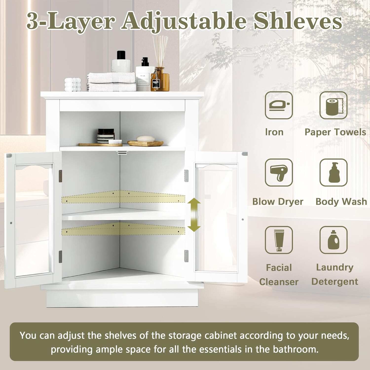 VECELO Corner Bathroom Cabinet