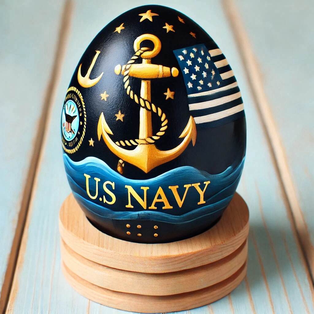 Hand-painted Military-themed Easter Egg