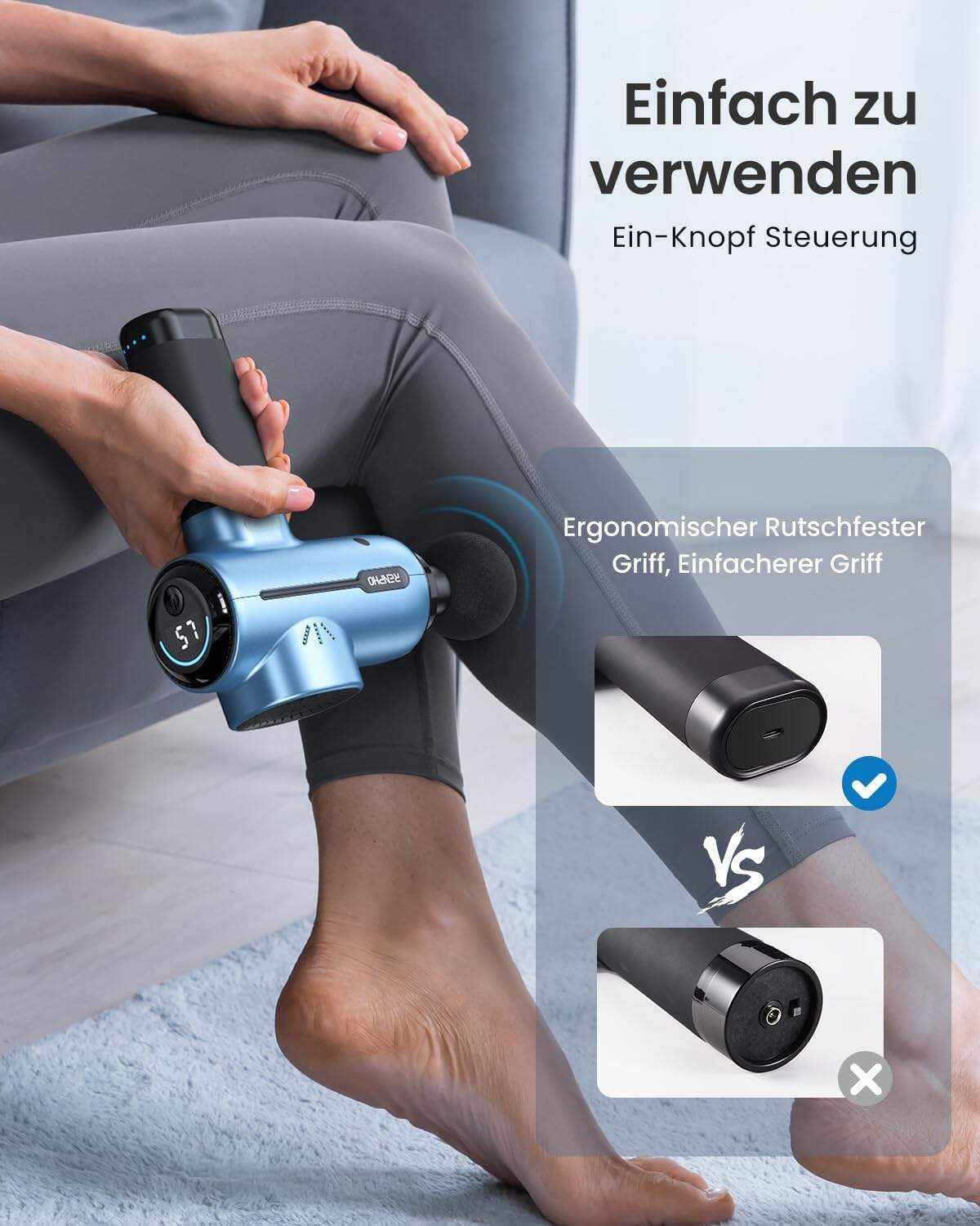 RENPHO Active Massage Gun Deep Tissue Muscle, Powerful Percussion Massage Gun, Portable Back Massager Gun for Athletes for Pain Relief, Electric Back Massagers, Handheld Massager Carry Case