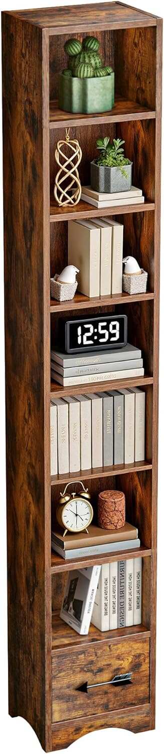 VECELO 8-Tier Tall Narrow Bookshelf