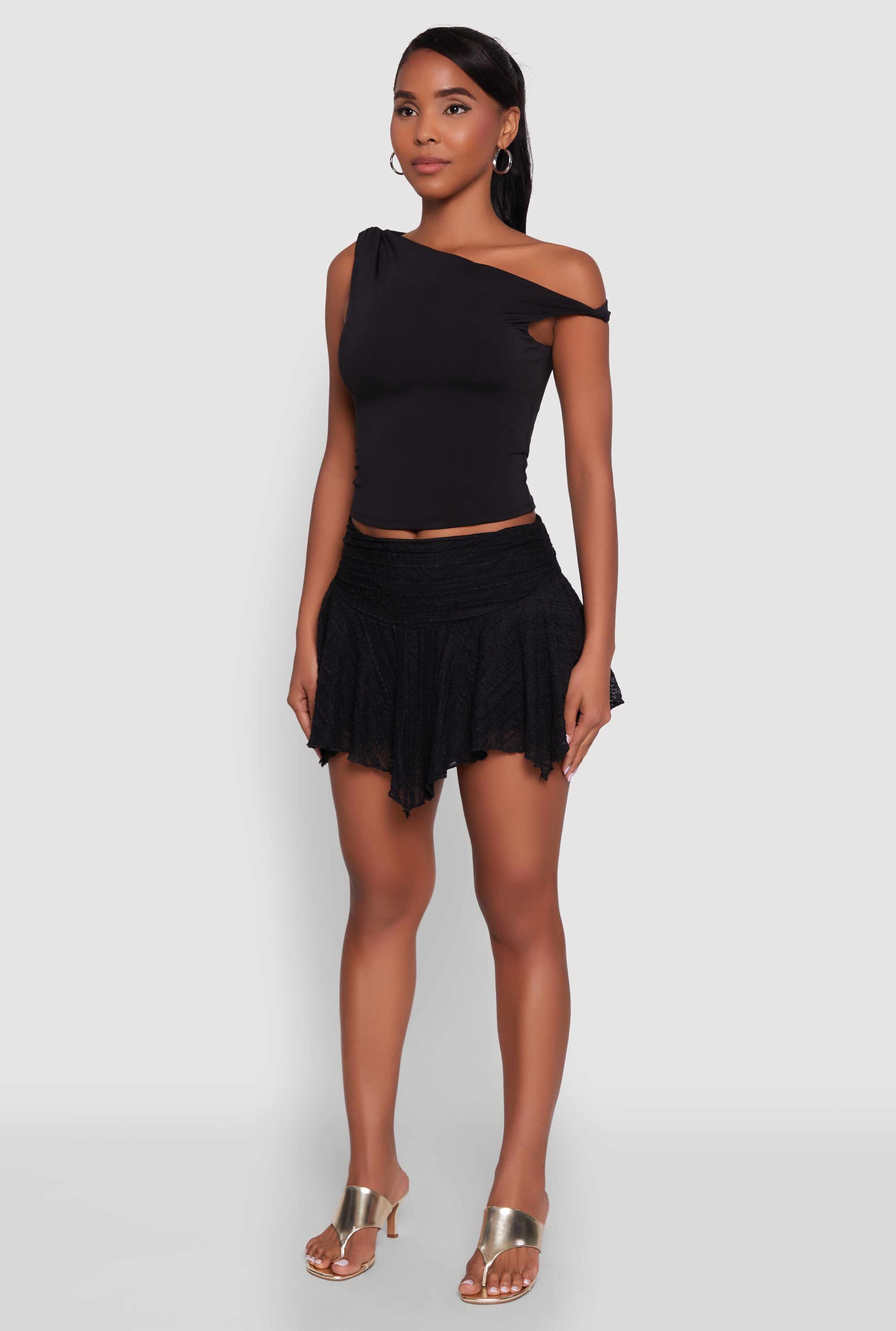 Iris Floral Lace Ruched Mini Skort