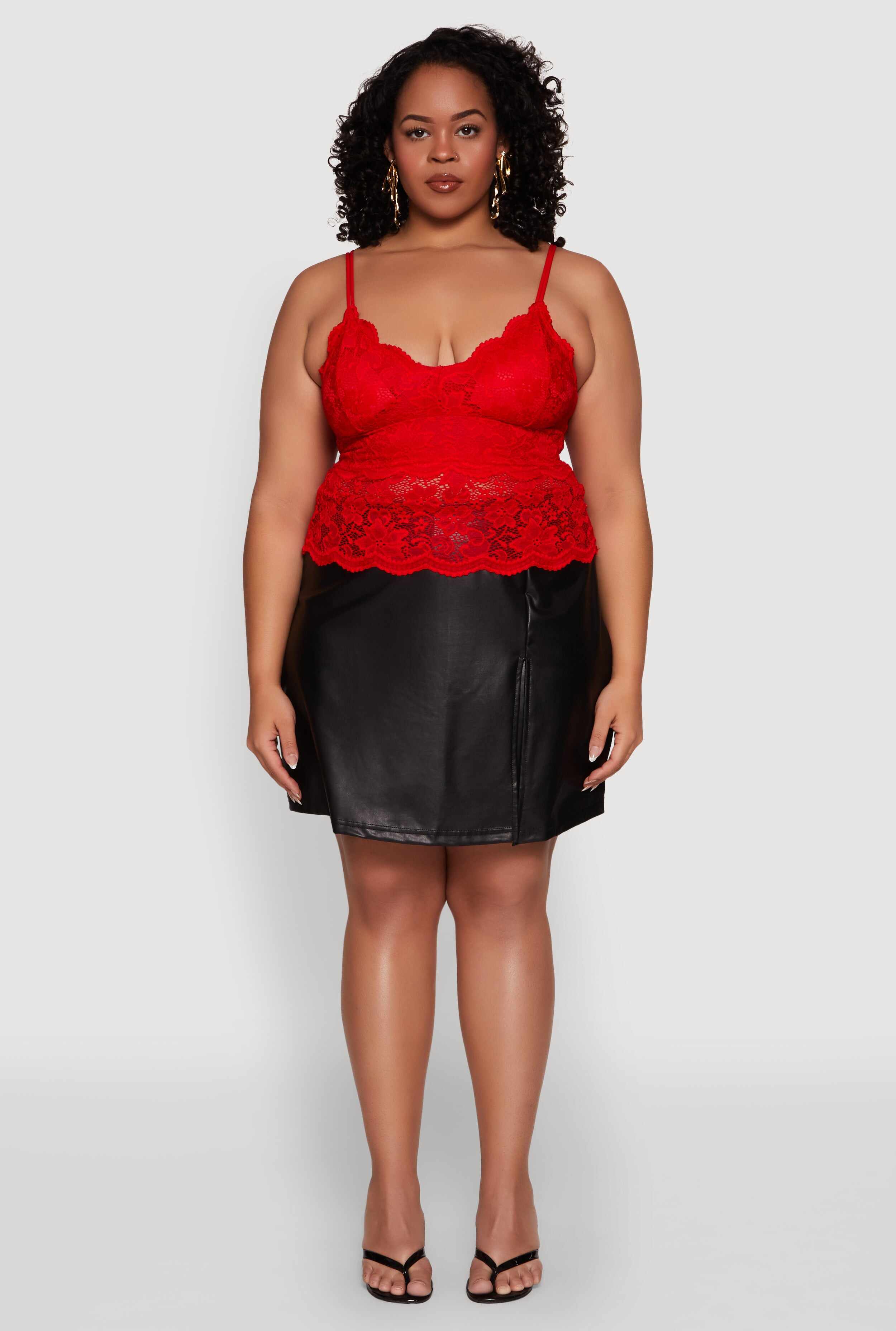 Plus Size Floral Lace Scoop Neck Cami