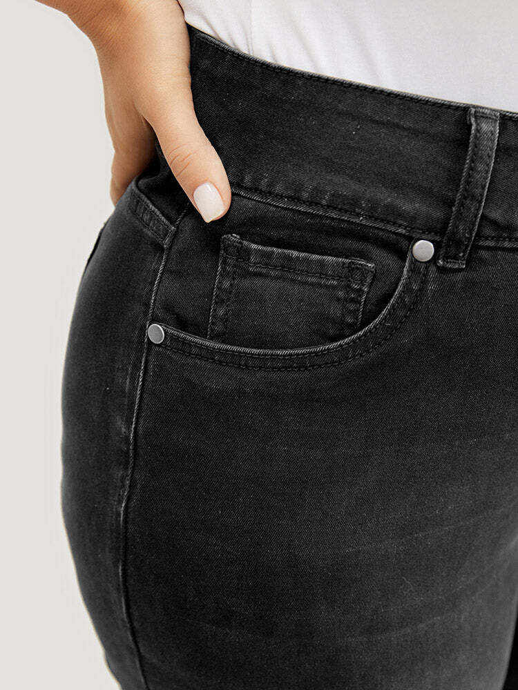 Straight Leg Very Stretchy High Rise Dark Wash Jeans