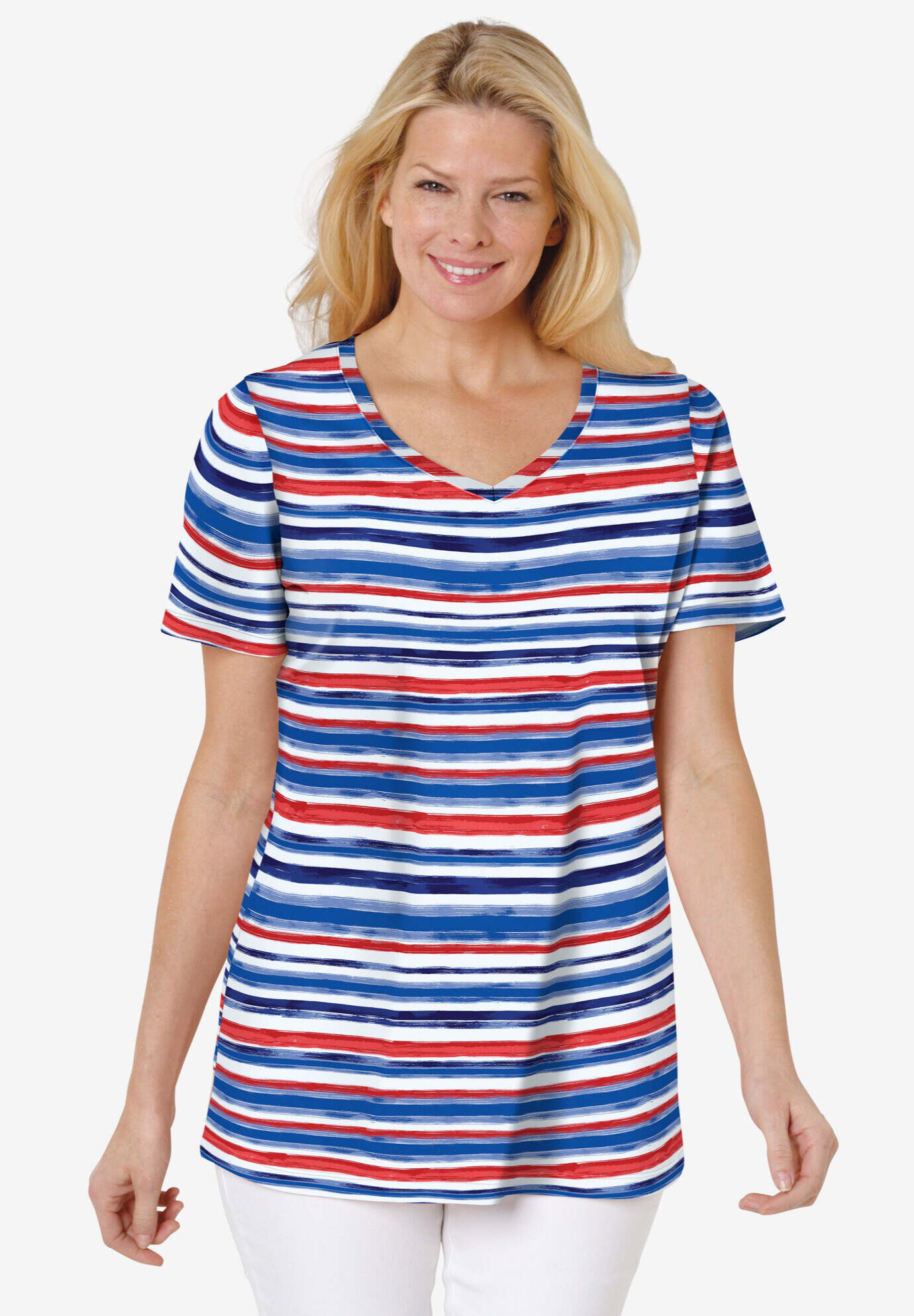 Perfect Printed Short-Sleeve V-Neck Tee