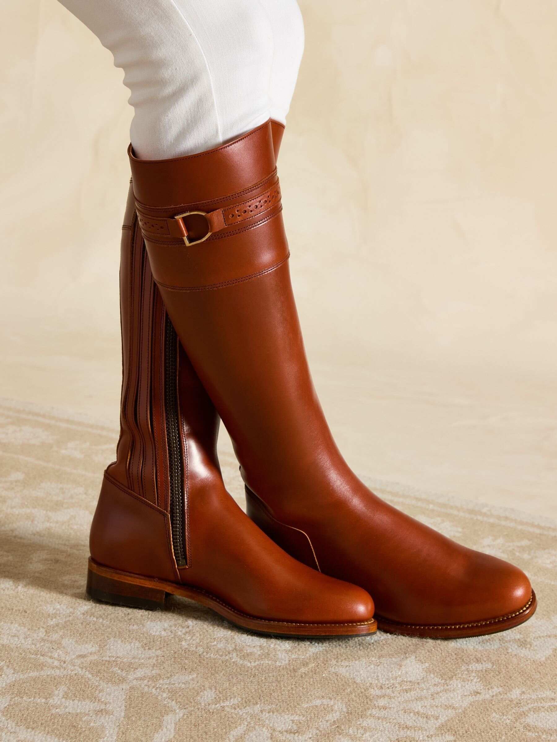 Joules X Spanish Boot Co. Chestnut Brown Leather Boots