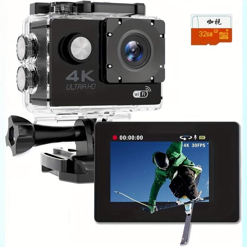 LUOSI Ultra HD Action Camera 4K 30fps, 1181.1inch Waterproof Camera, 170° Wide Angle Underwater Cameras With WiFi, Sports Camera