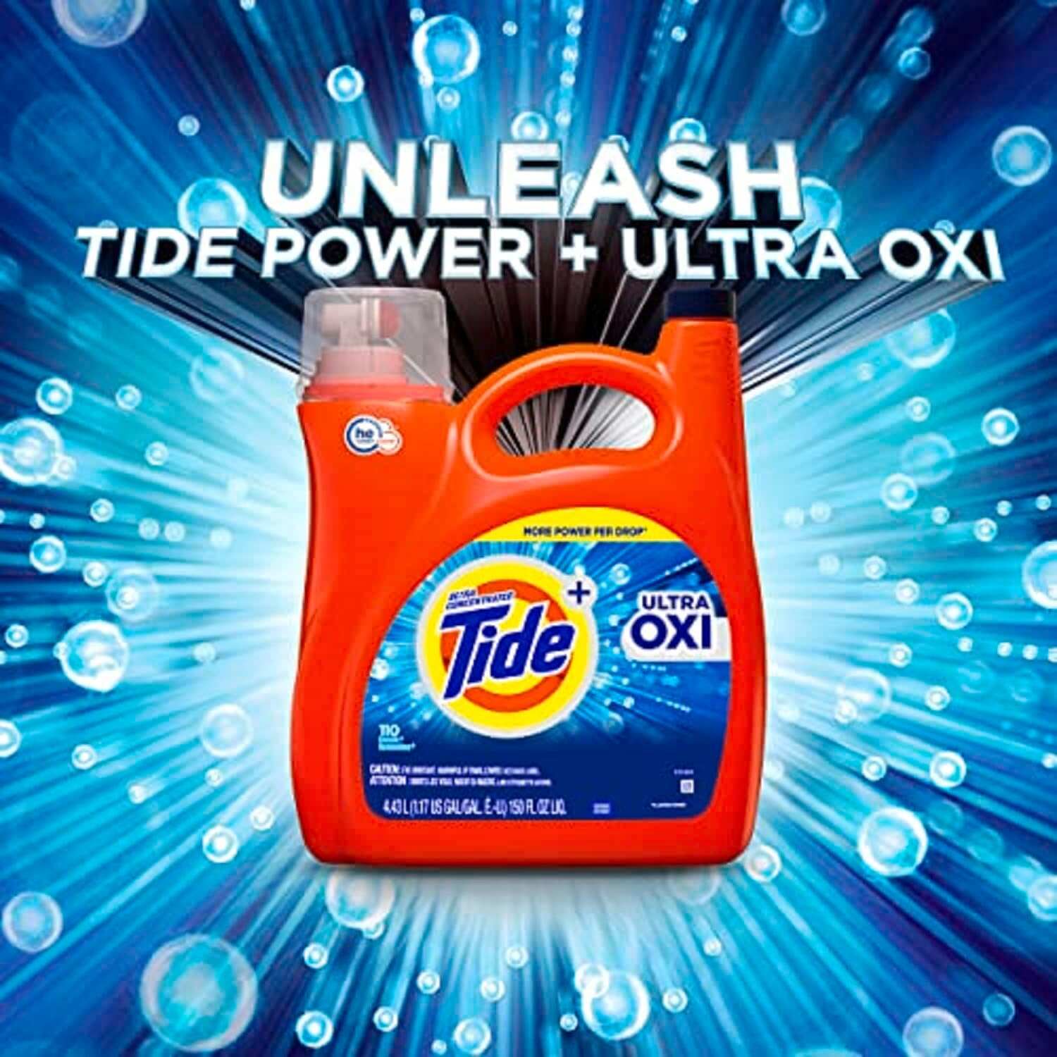Tide Ultra Oxi Laundry Detergent Liquid Soap, High Efficiency (HE), 59 Loads, Blue, 84fl oz (Pack of 1)