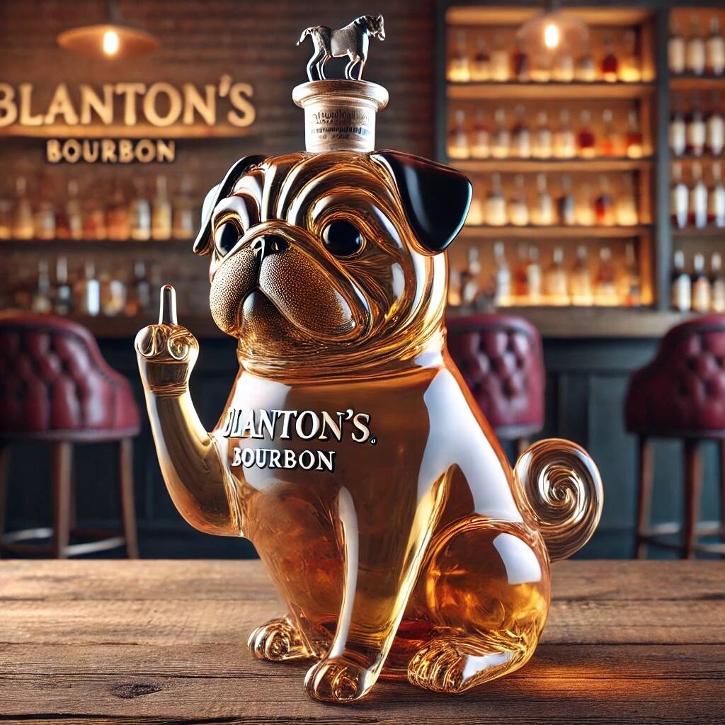 Middle Finger Pug Whiskey Bottle