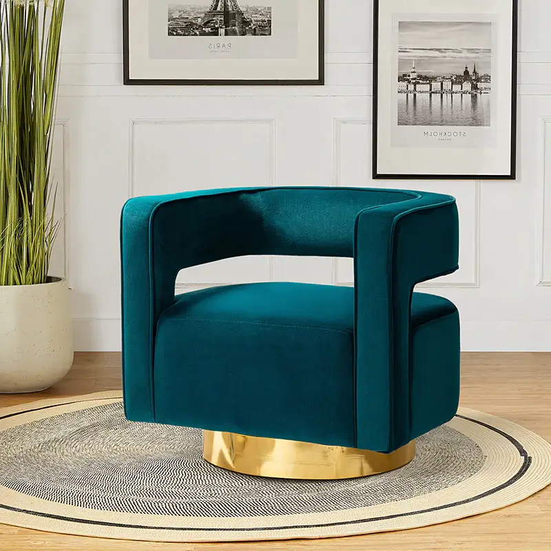 Agata Velvet Swivel Barrel Armchair