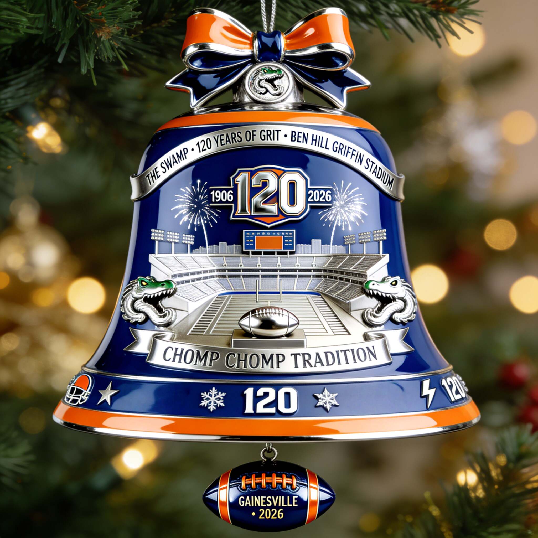 120th Anniversary Ben Hill Griffin Stadium Bell Ornament
