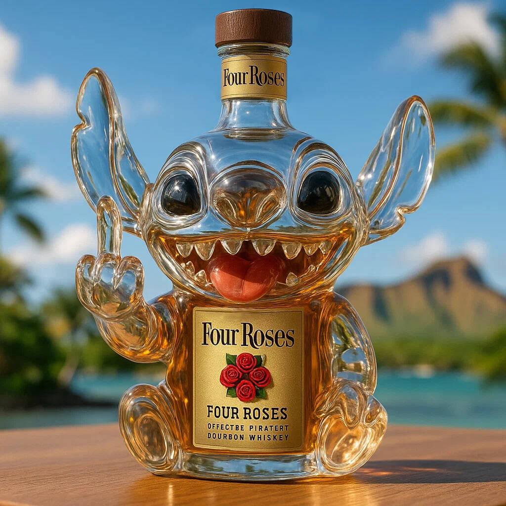 Playful and humorous Stitch whiskey bottle collector's edition