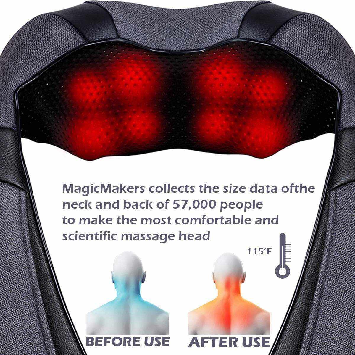 Back Massager, Shiatsu Neck Massager with Heat, Electric Shoulder Massager, Kneading Massage Pillow for Neck, Back, Shoulder, Foot, Leg, Muscle Pain Relief, Get Well Soon Presents - Christmas Gifts